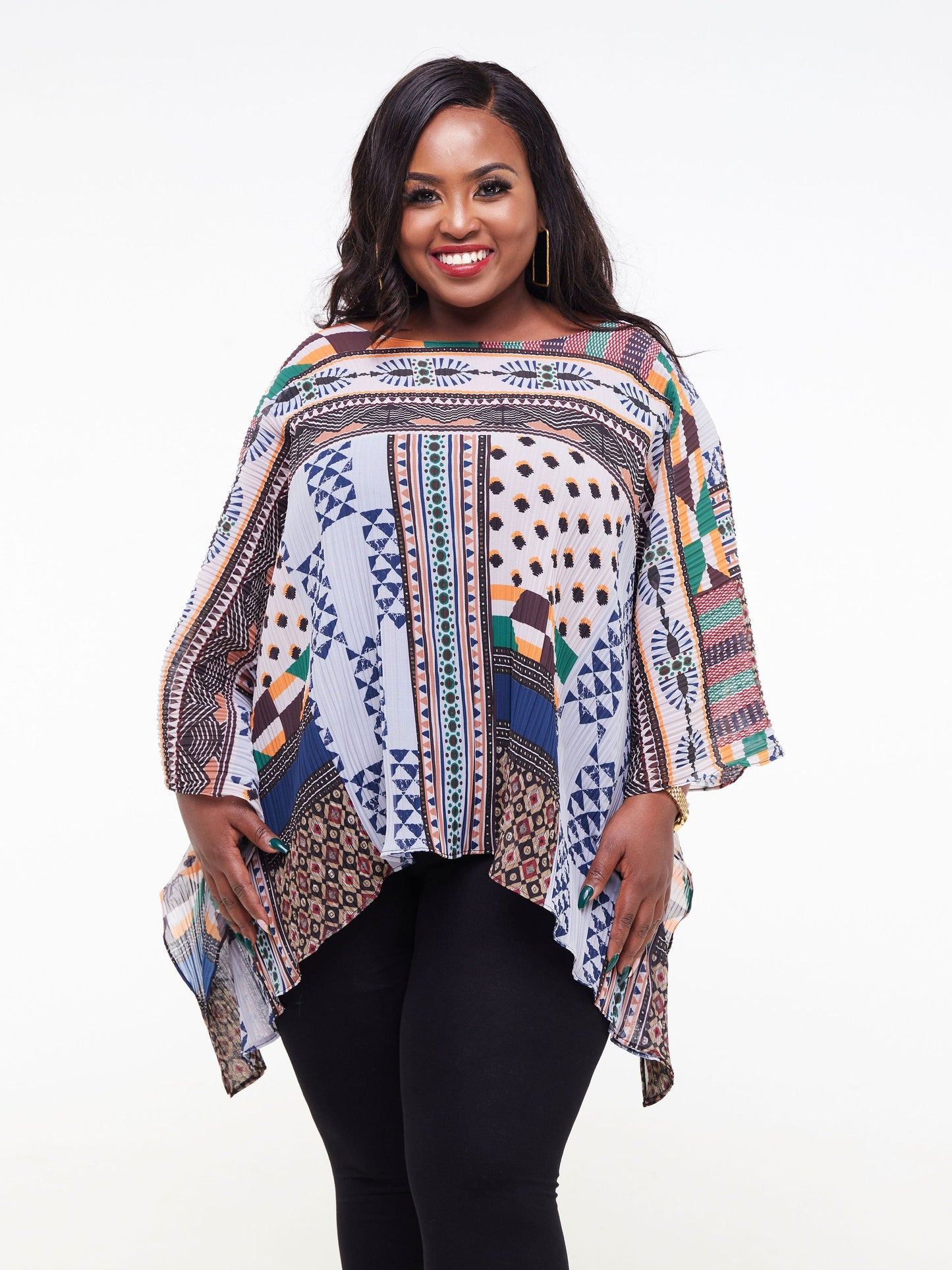 Vivo Ayana Wide Top - Beige Abstract Print