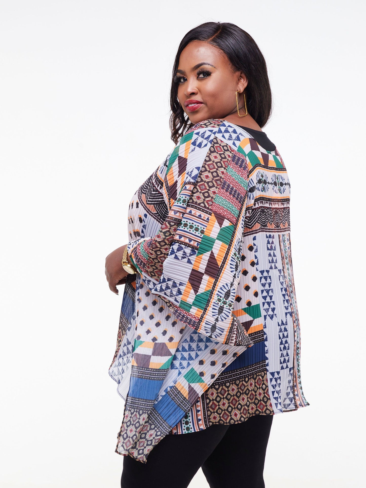 Vivo Ayana Wide Top - Beige Abstract Print