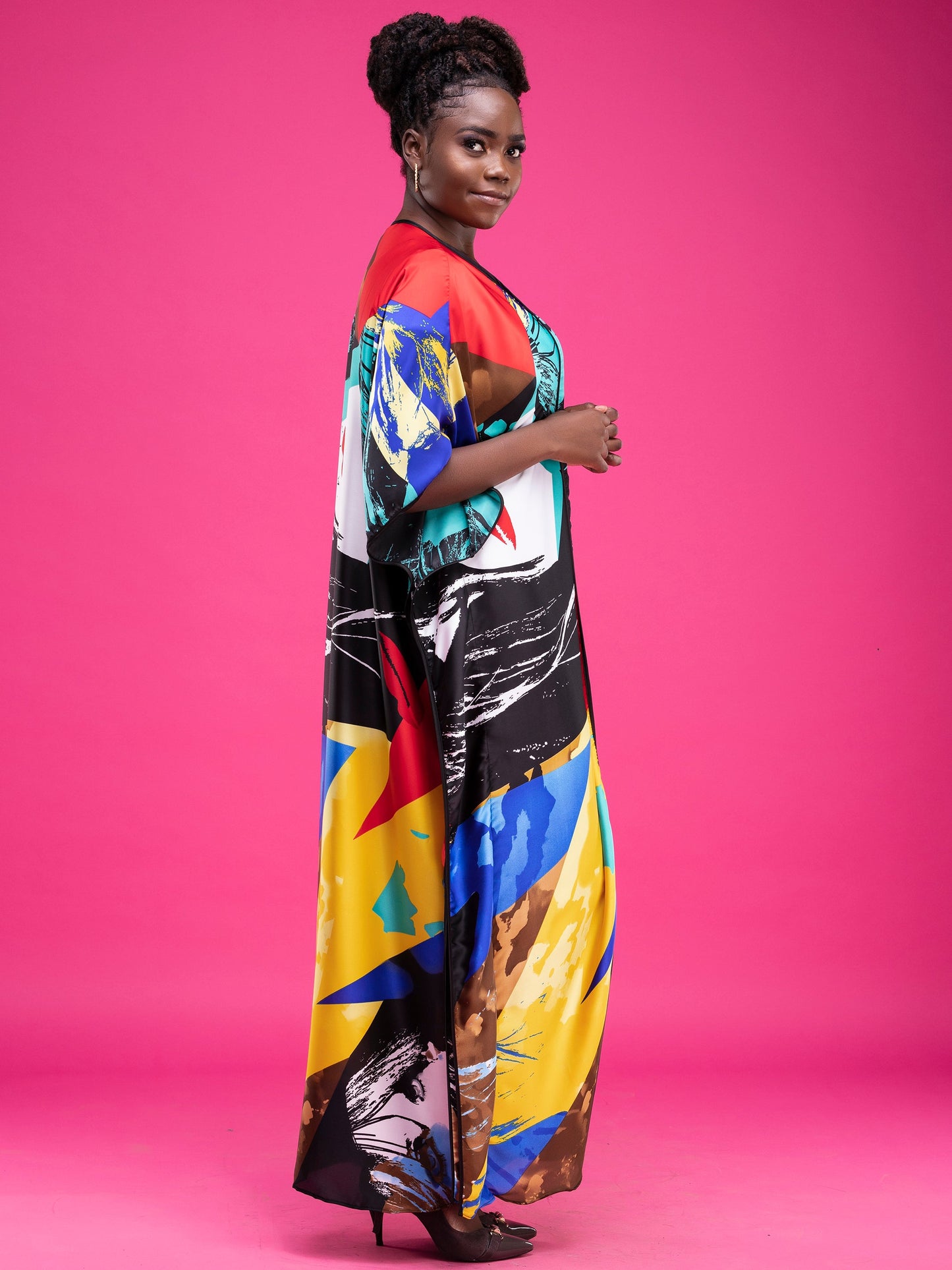 Vivo Diani Satin Maxi Kimono - Blue Print