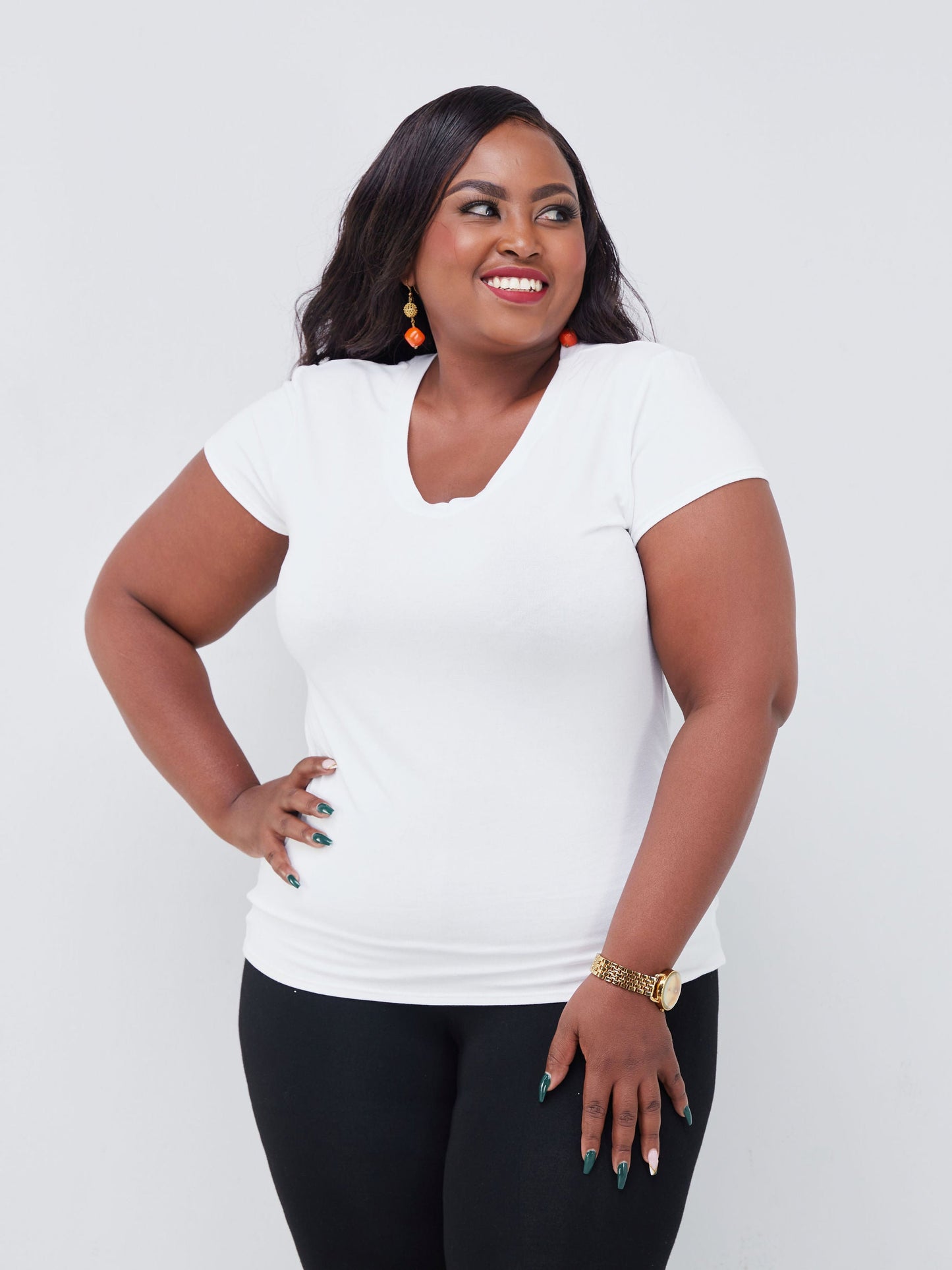 Vivo Fitness V- Neck T-Shirt - White