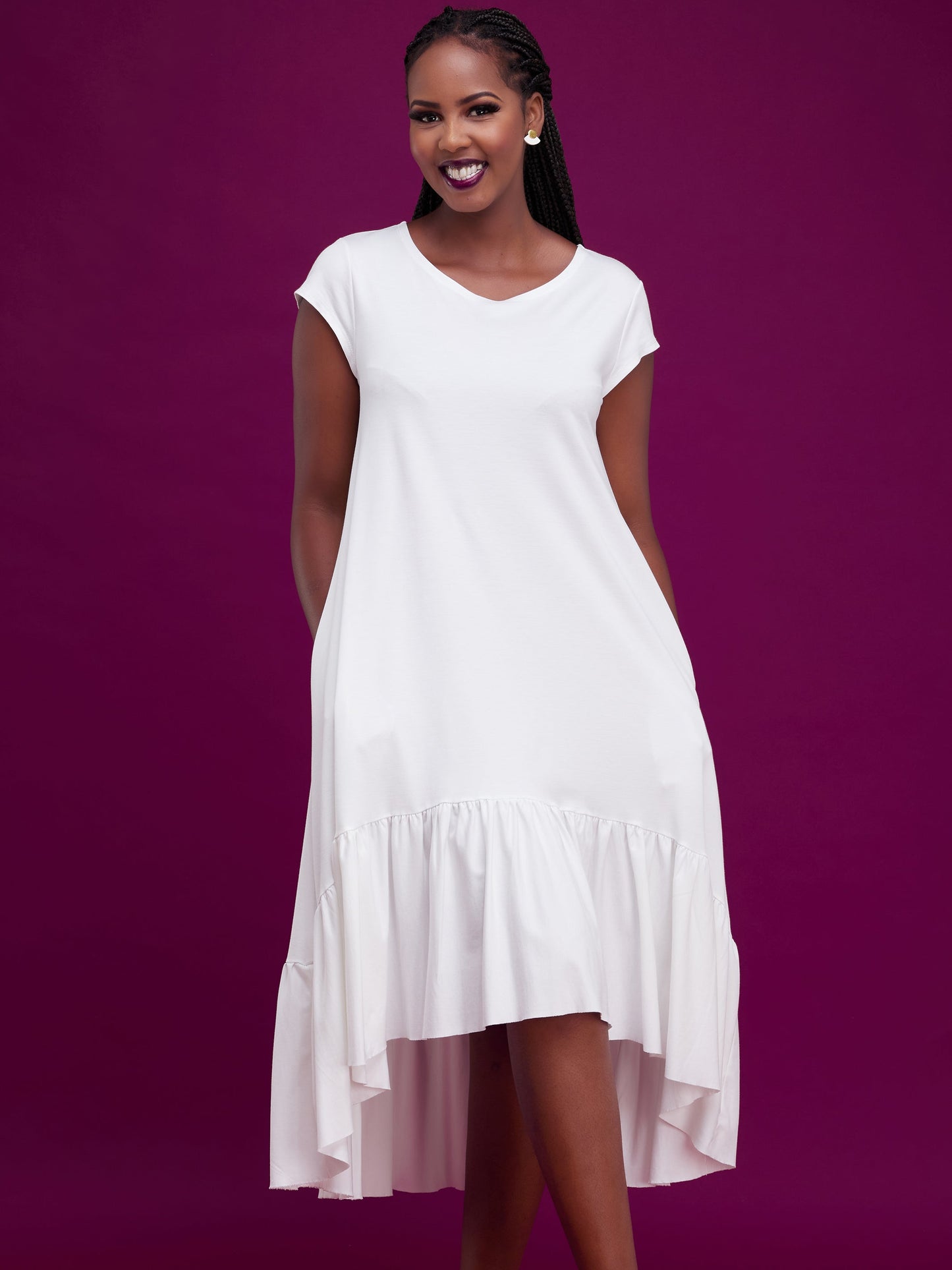 Vivo Lindi High Low Dress - White