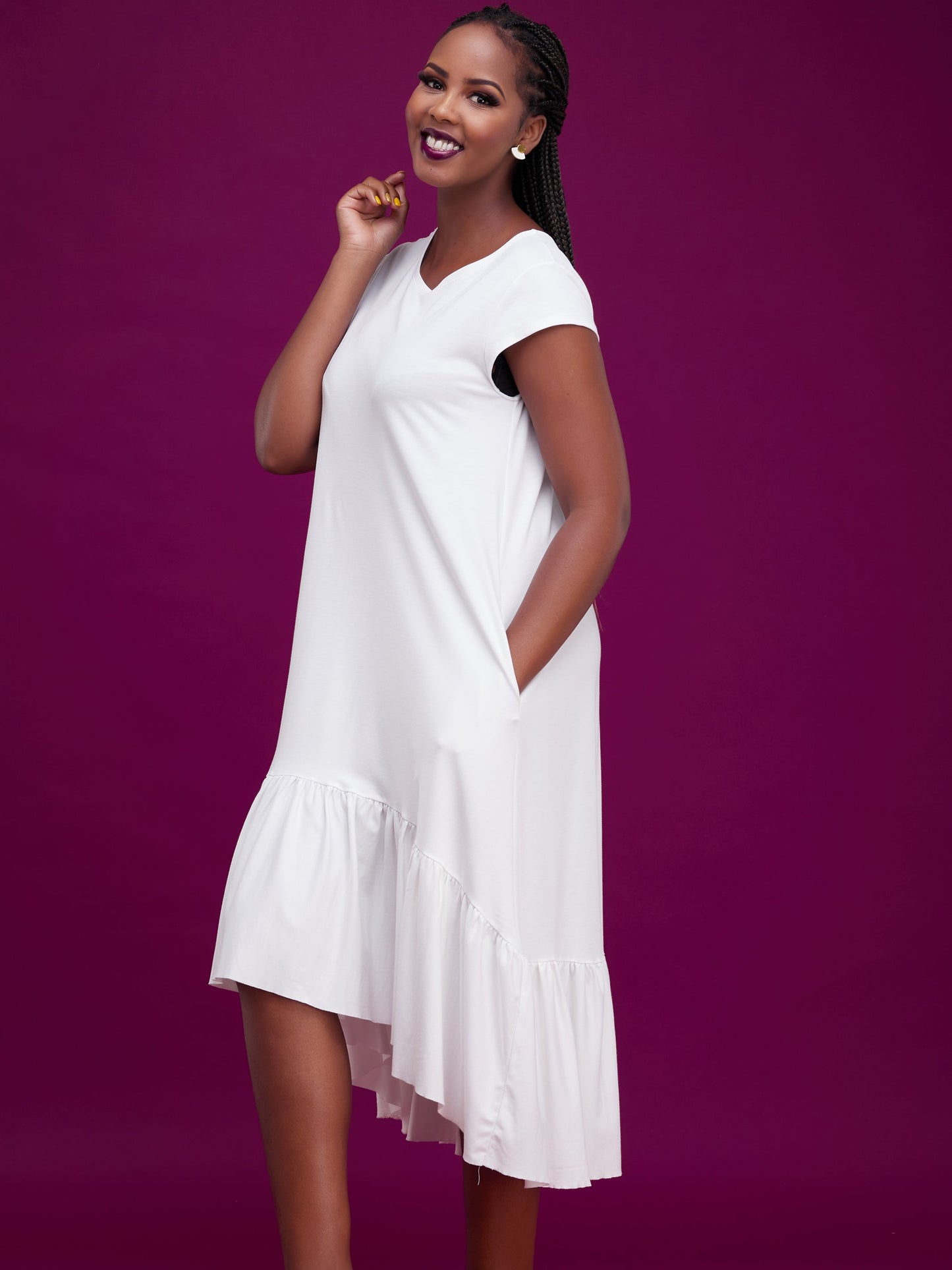 Vivo Lindi High Low Dress - White