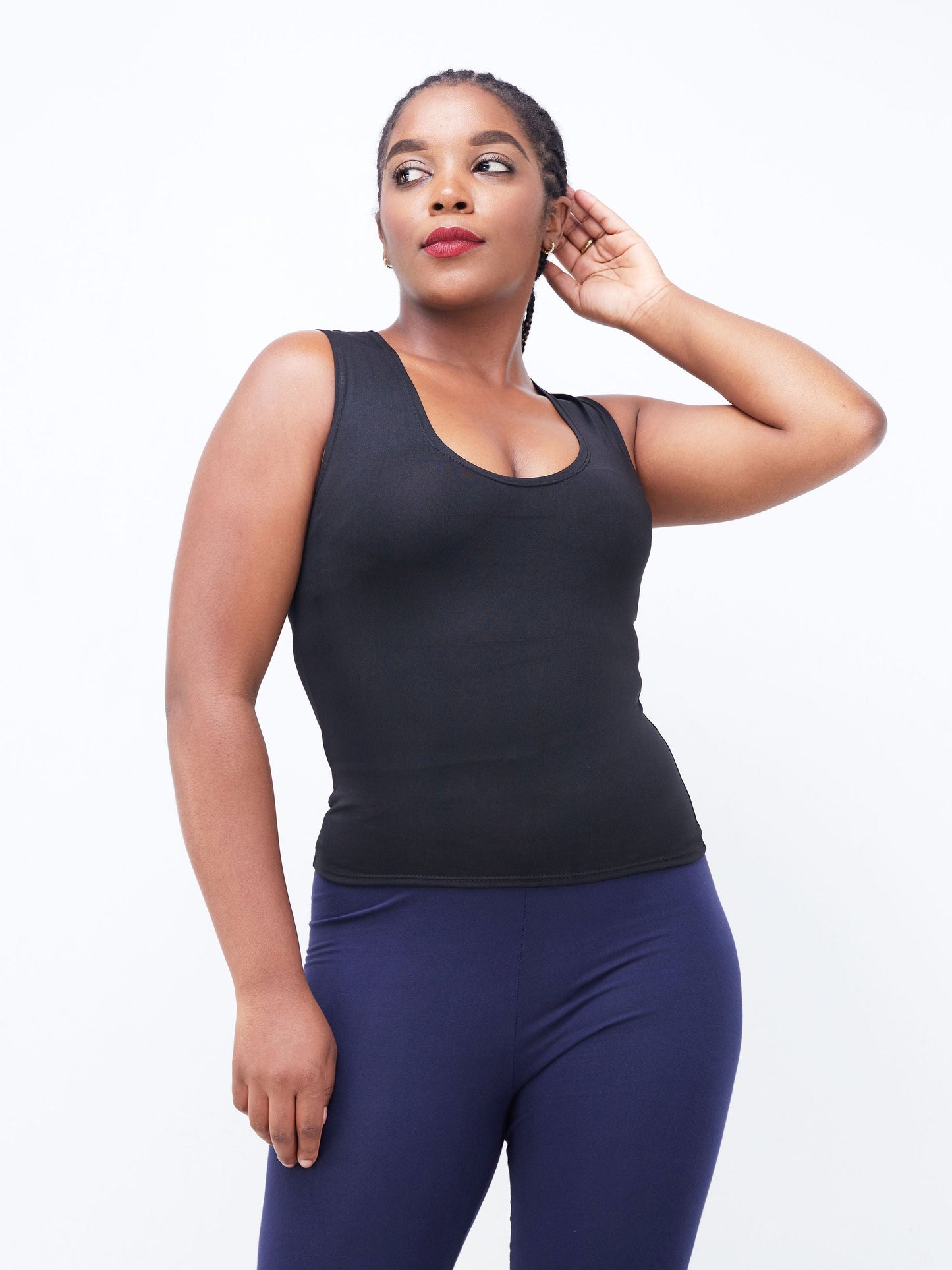 Vivo Fitness Sleeveless Midriff Top - Black