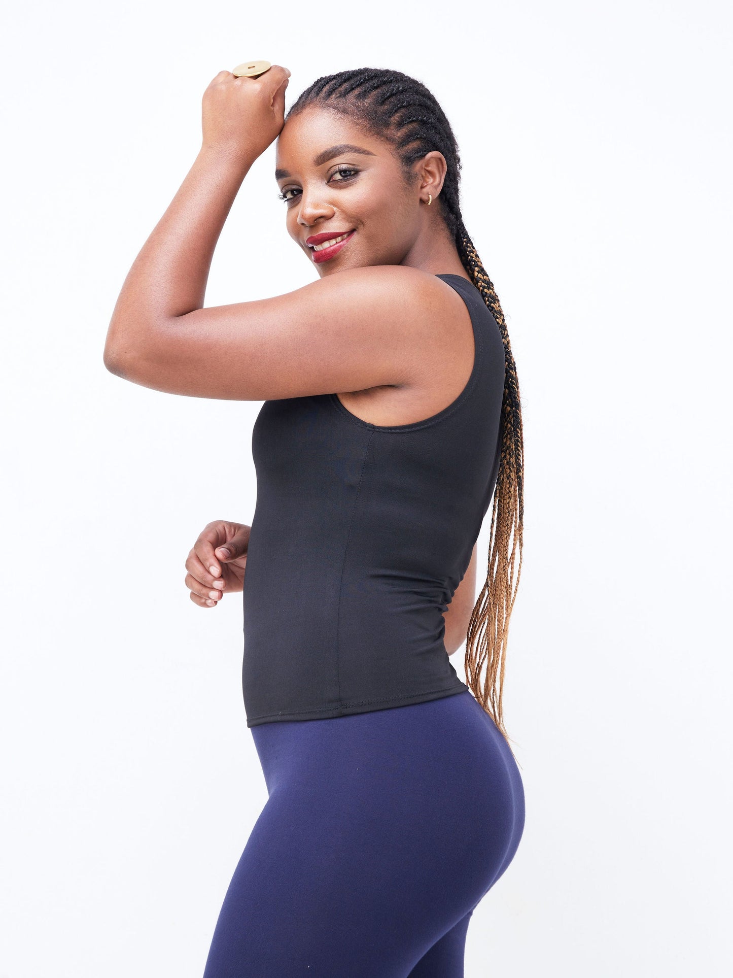 Vivo Fitness Sleeveless Midriff Top - Black