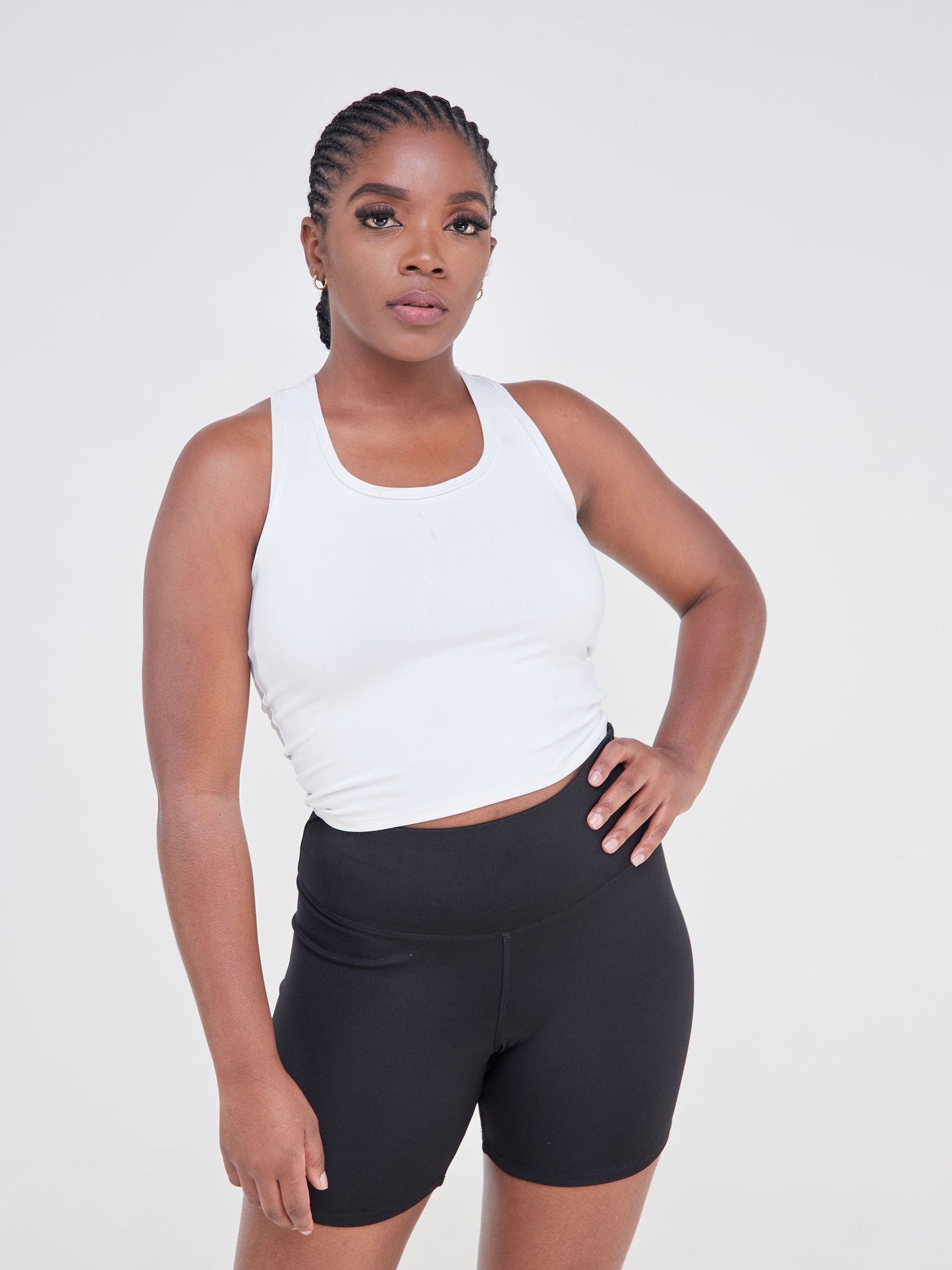 Vivo Fitness Sleeveless Midriff Top - Off White
