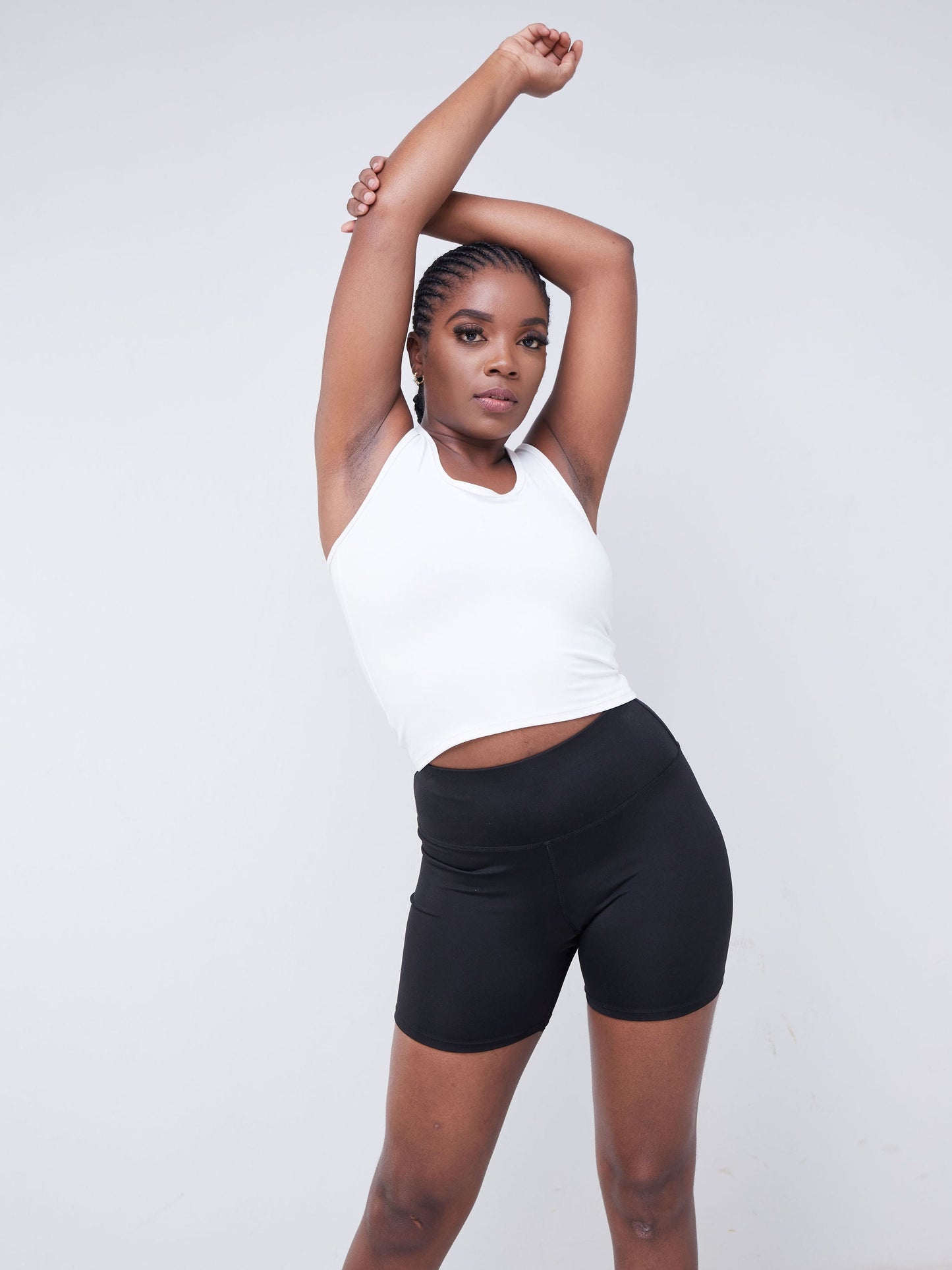 Vivo Fitness Sleeveless Midriff Top - Off White