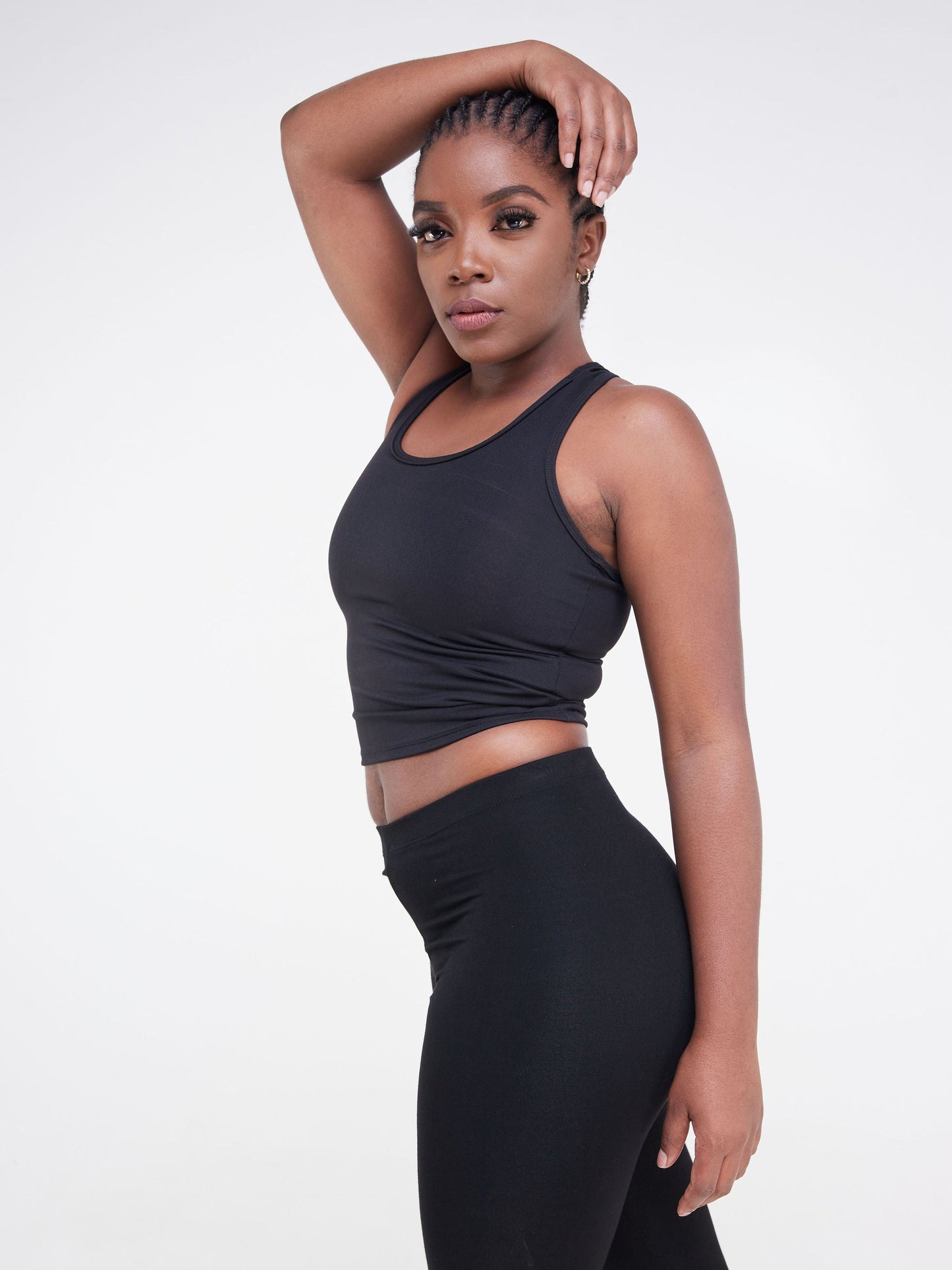 Vivo Fitness Midriff Racer Back Top - Black