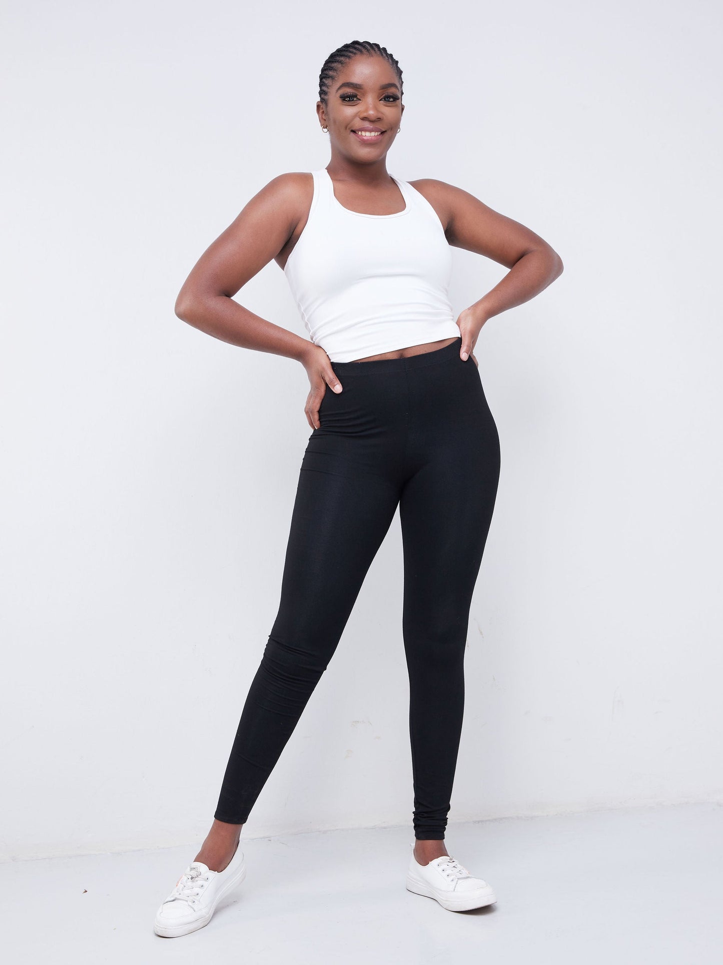 Vivo Fitness Midriff Racer Back Top - Off White