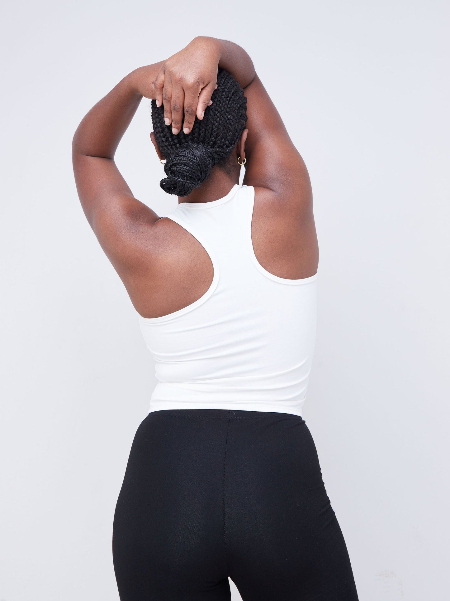 Vivo Fitness Midriff Racer Back Top - Off White