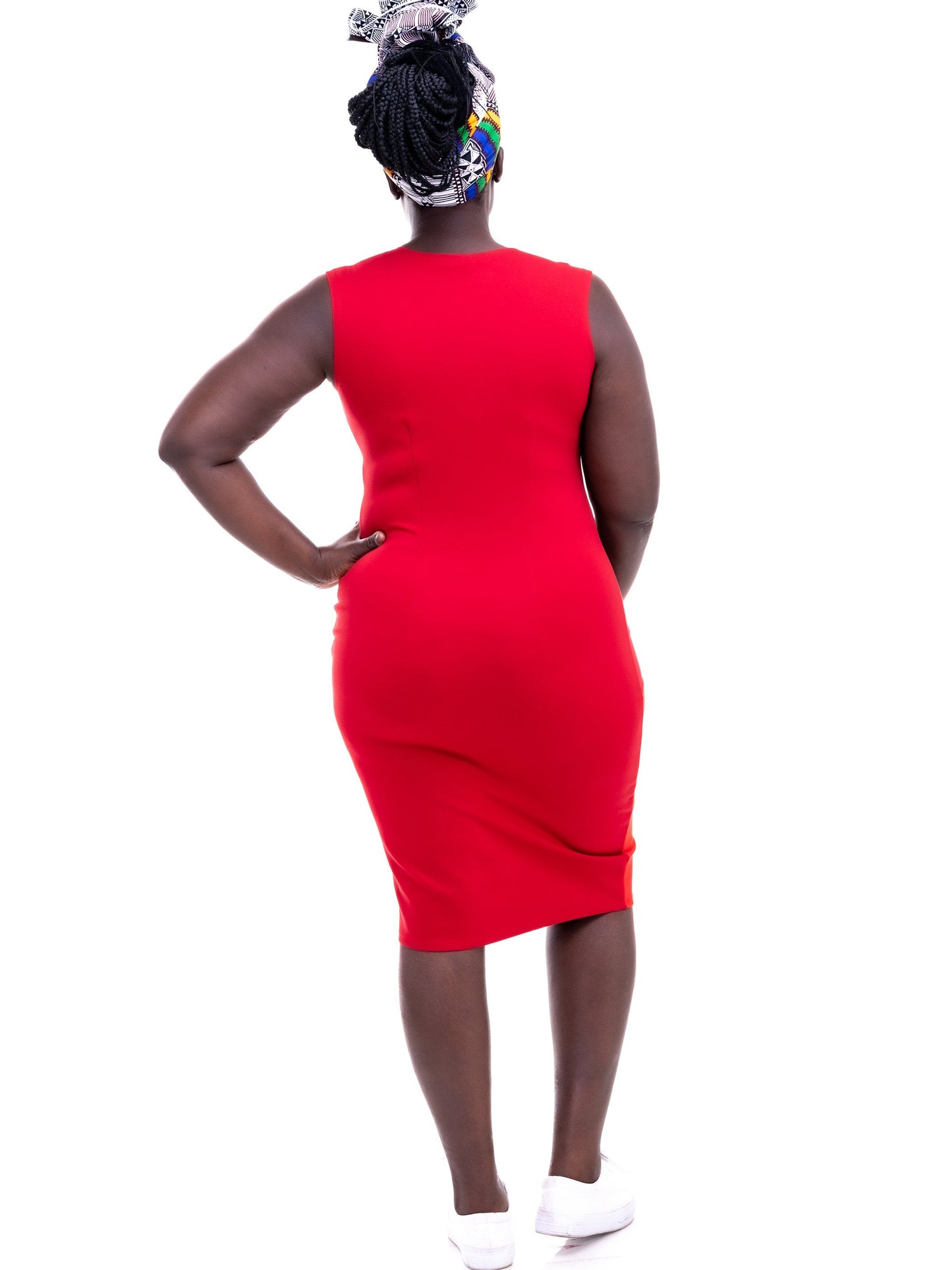 Vivo Basic Double Layered High Cowl Bodycon - Red