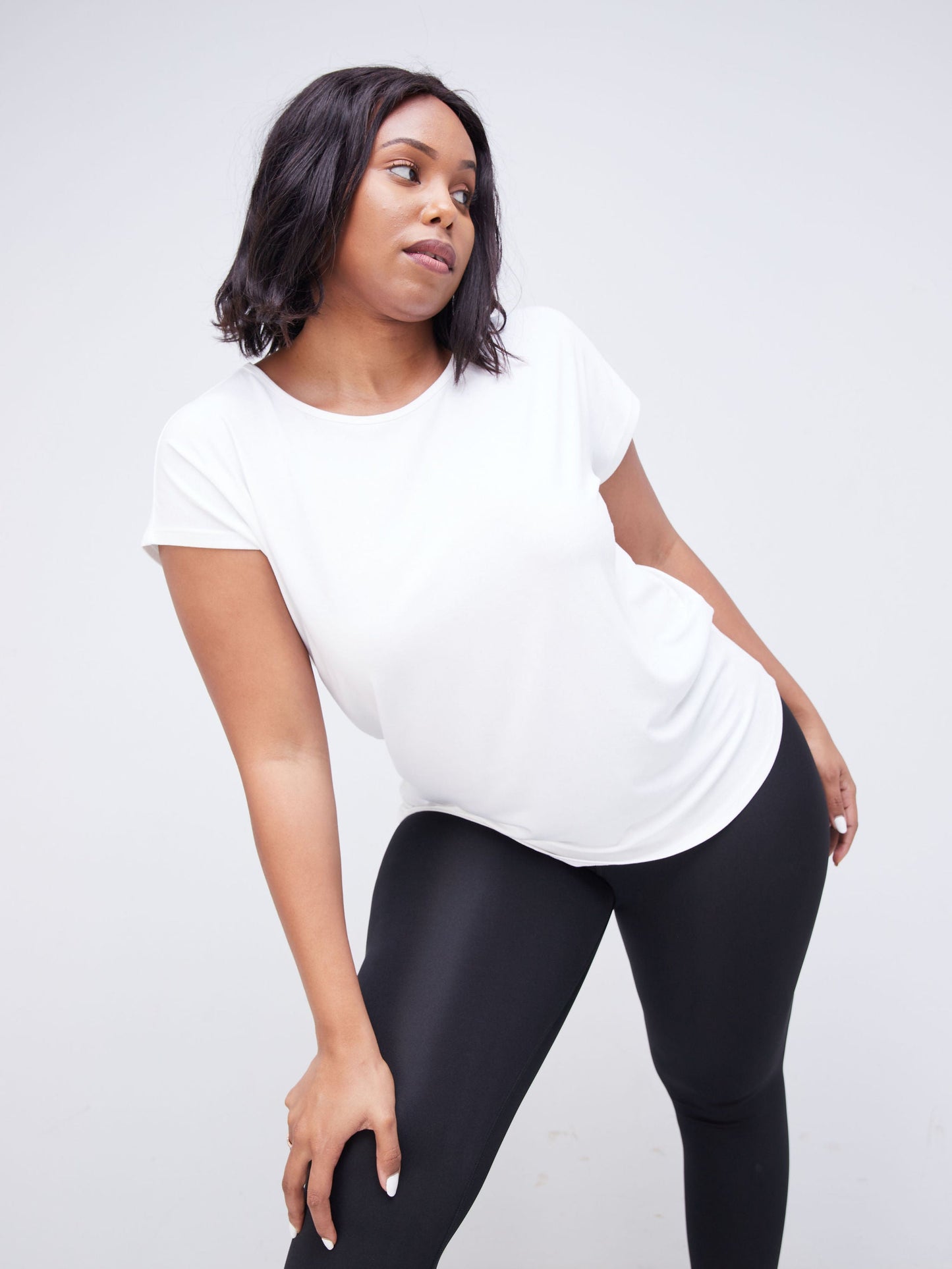 Vivo Fitness  Drop Shoulder Top - White