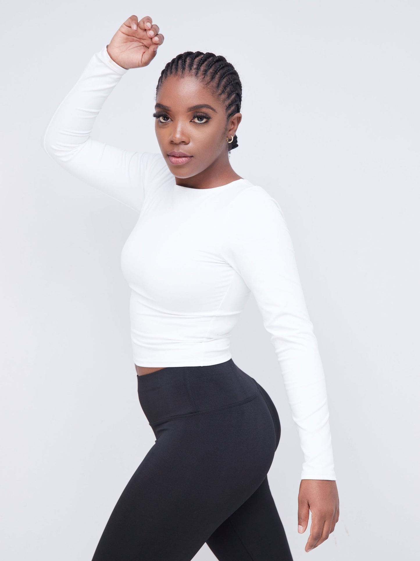 Vivo Fitness Long Sleeved Crop Top - Off White