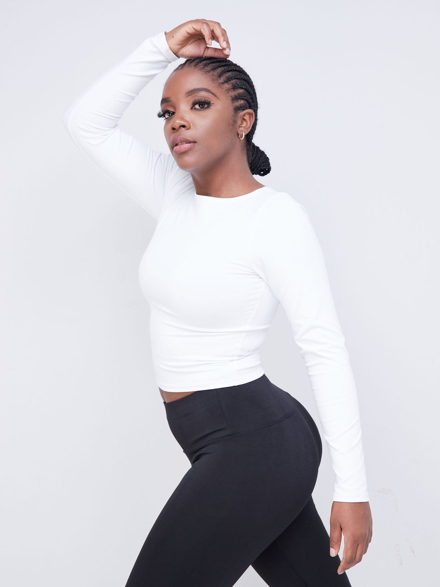 Vivo Fitness Long Sleeved Crop Top - Off White