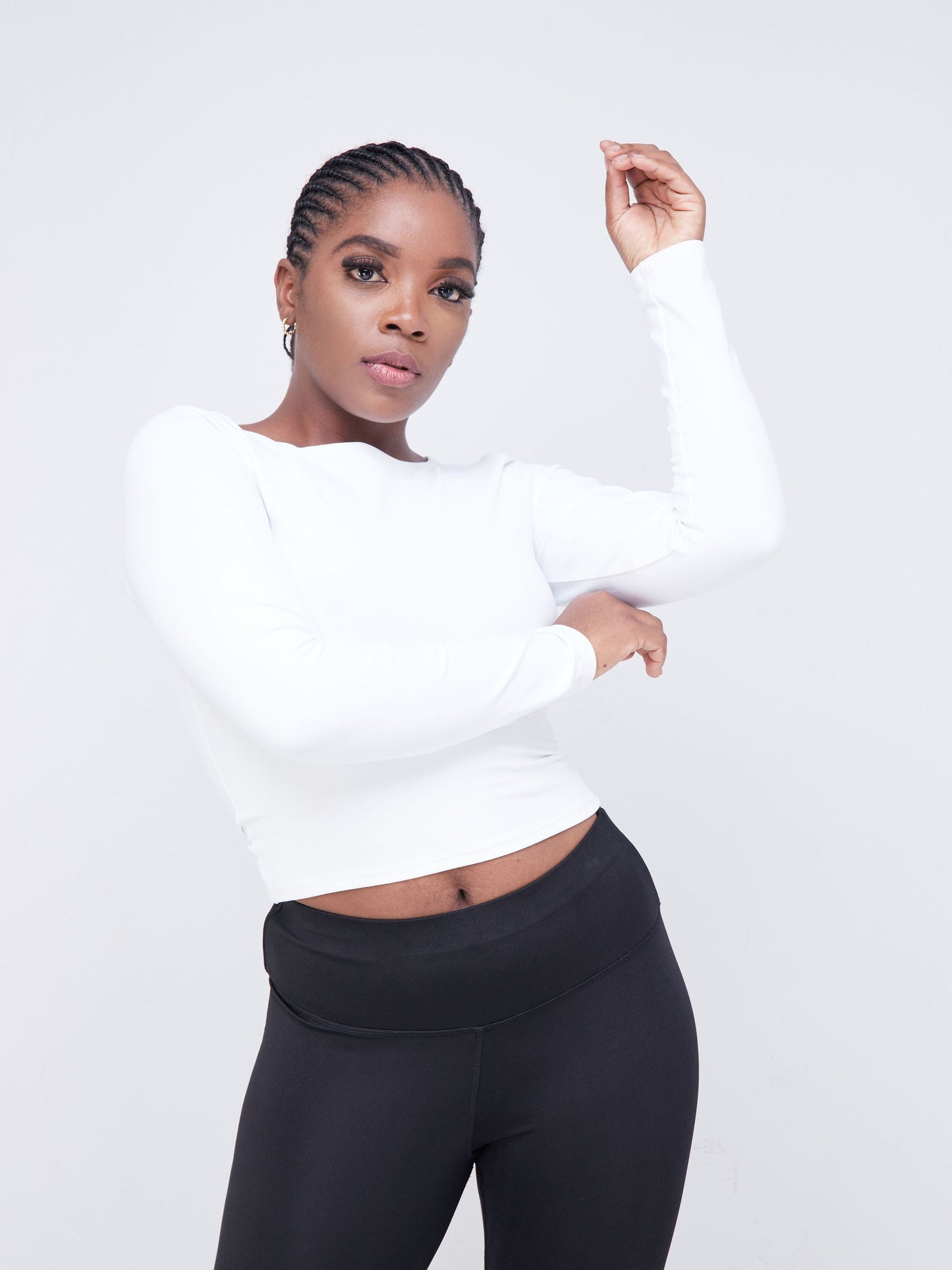 Vivo Fitness Long Sleeved Crop Top - Off White