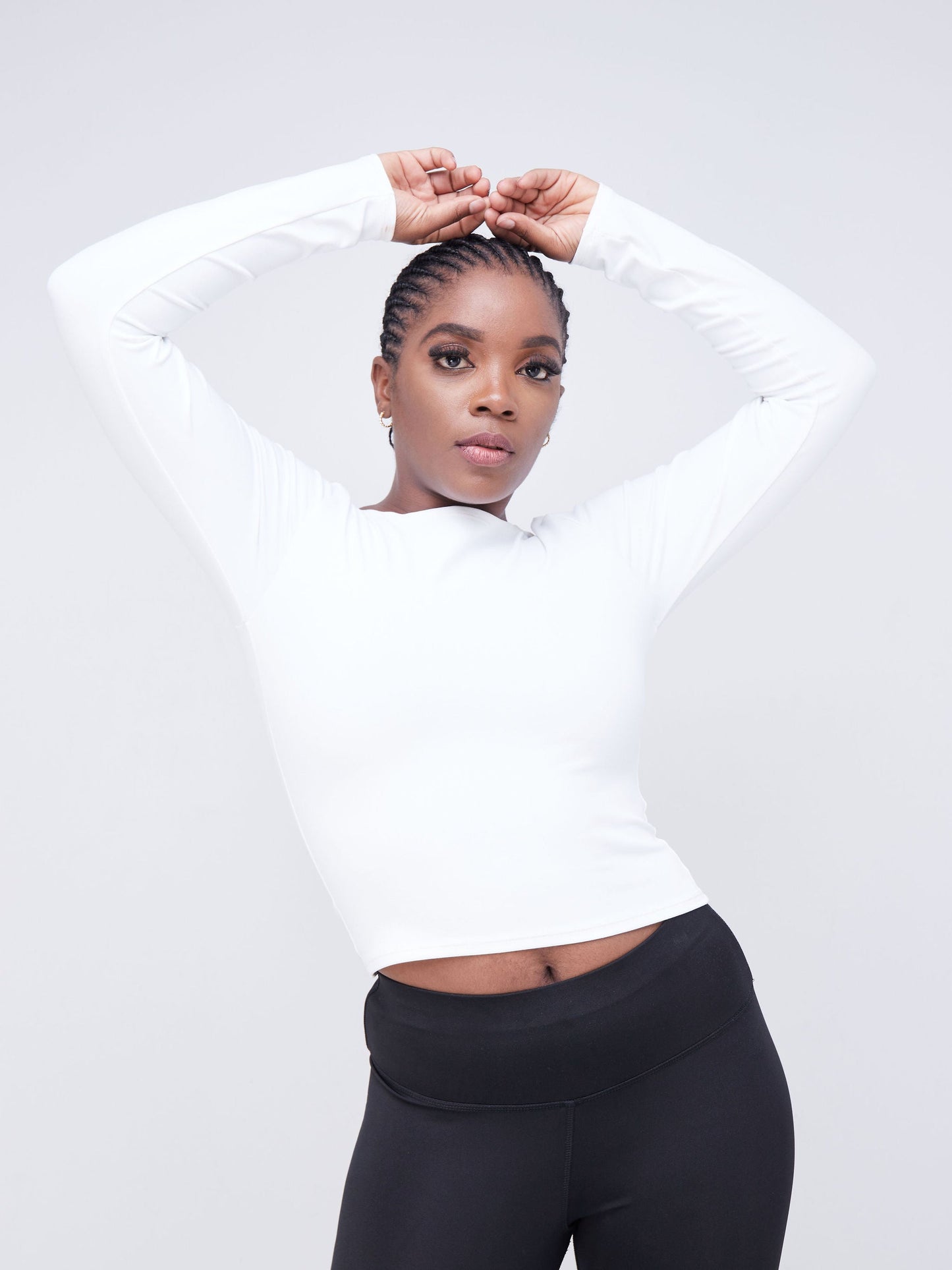 Vivo Fitness Long Sleeved Crop Top - Off White