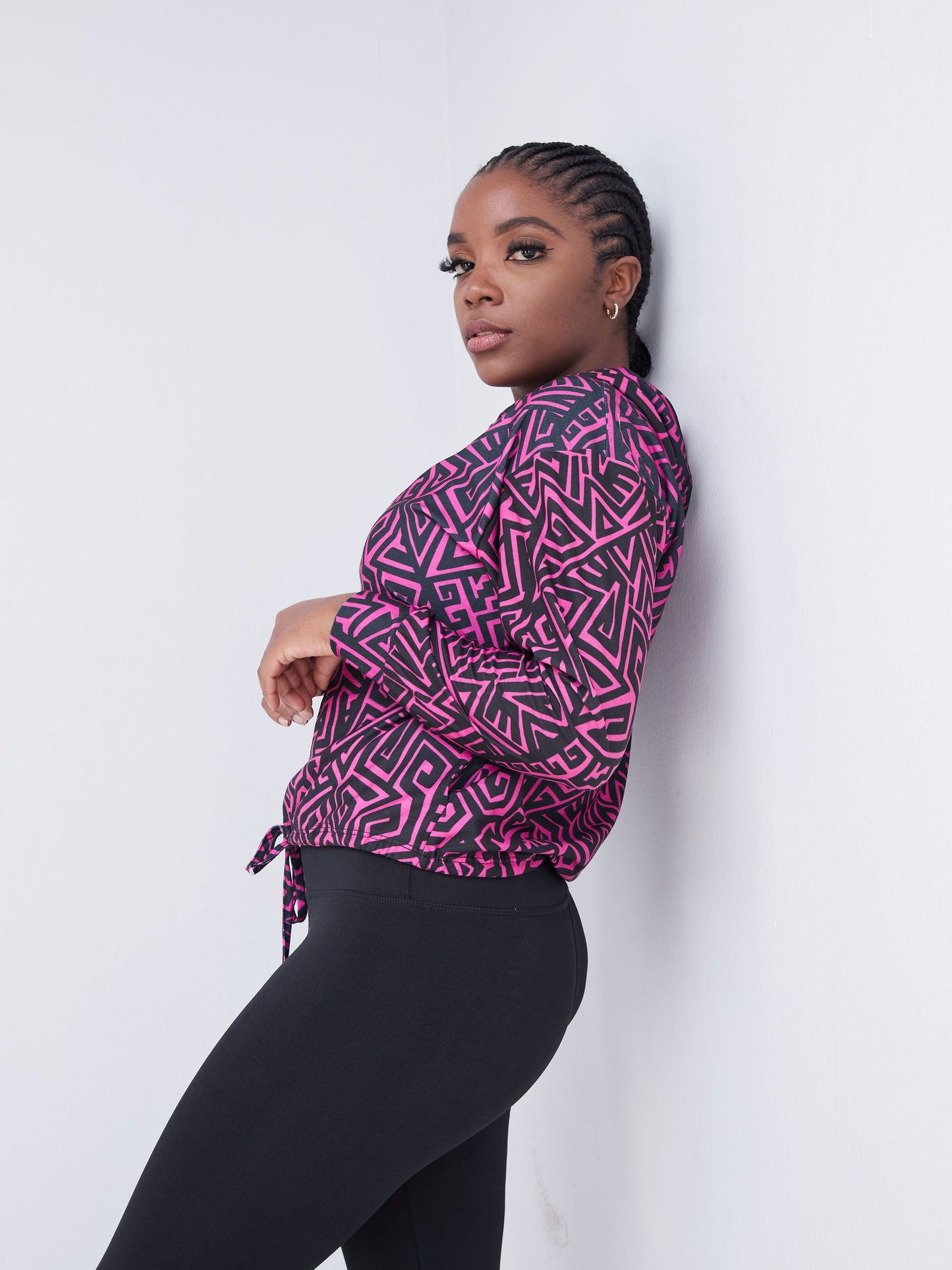 Vivo Fitness Hoodie - Black / Purple Geometric Print