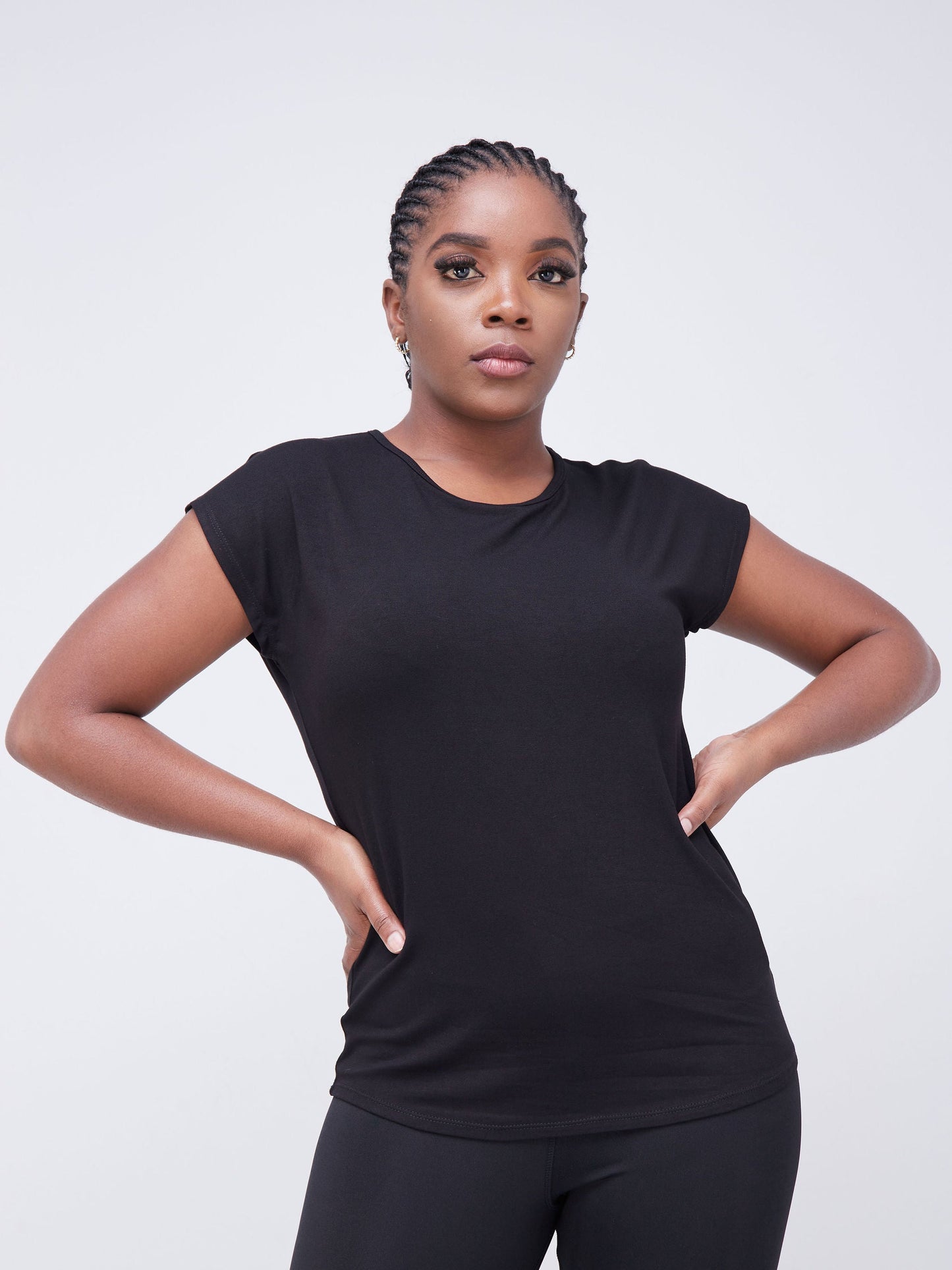 Vivo Fitness Drop Shoulder Top - Black