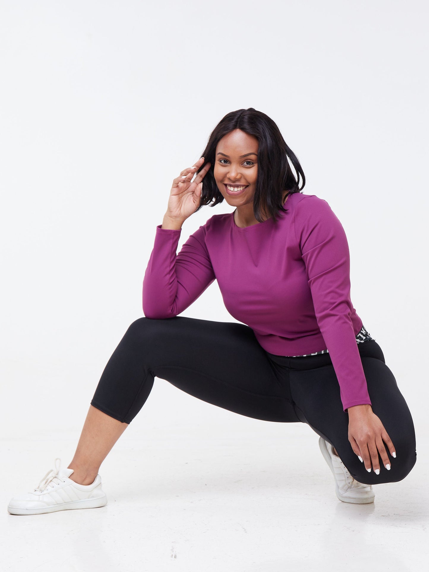 Vivo Fitness Long Sleeved Crop Top - Purple