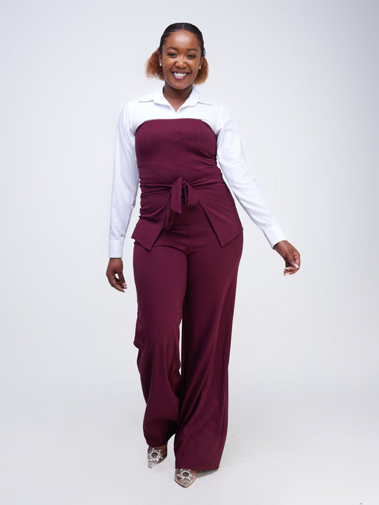 Vivo Fasi Strapless Jumpsuit - Maroon