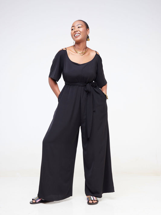 Vivo Dali Strappy Shoulder Jumpsuit - Black