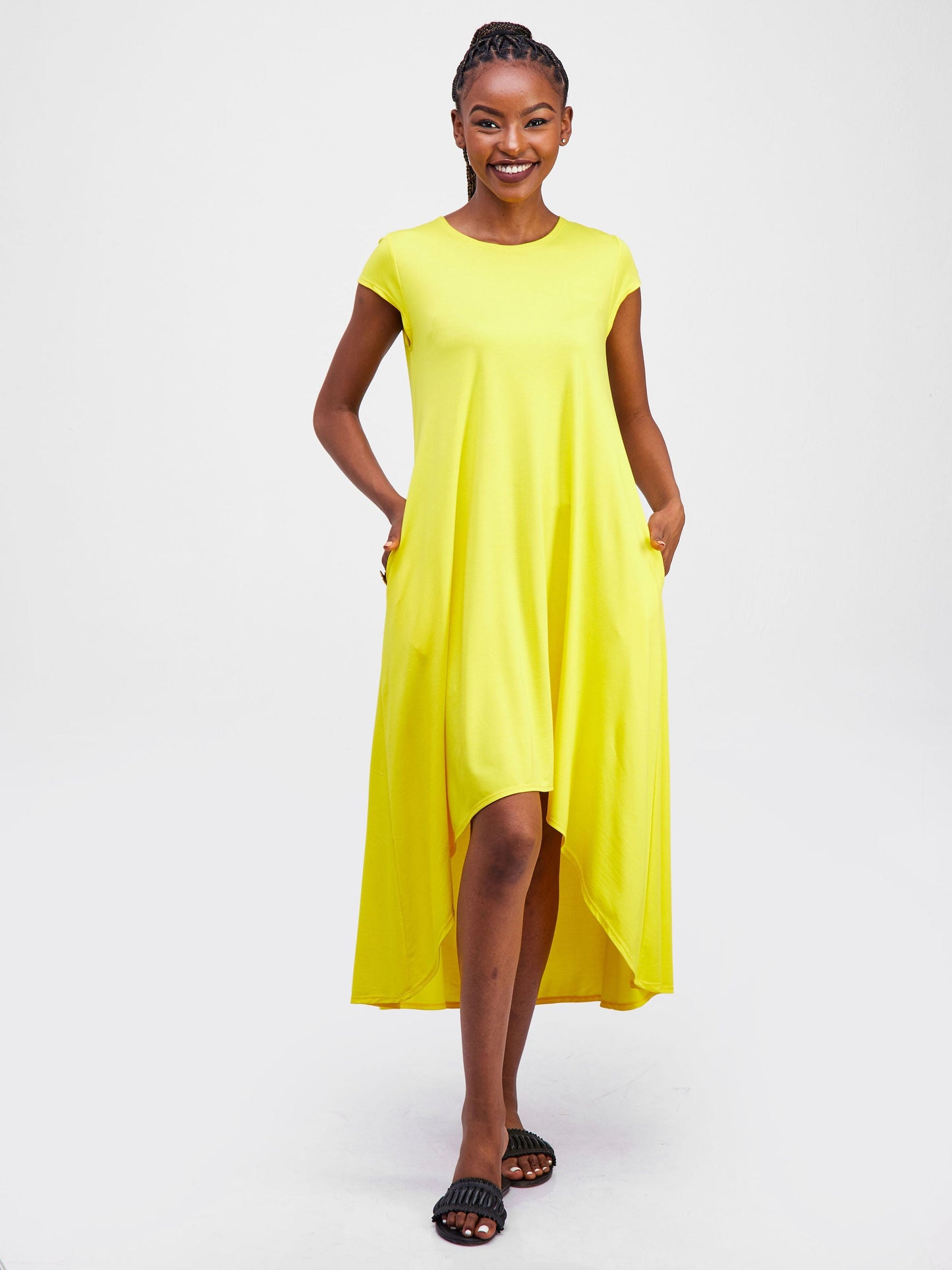 Vivo Basic Sleeveless Kena Tent Dress - Yellow