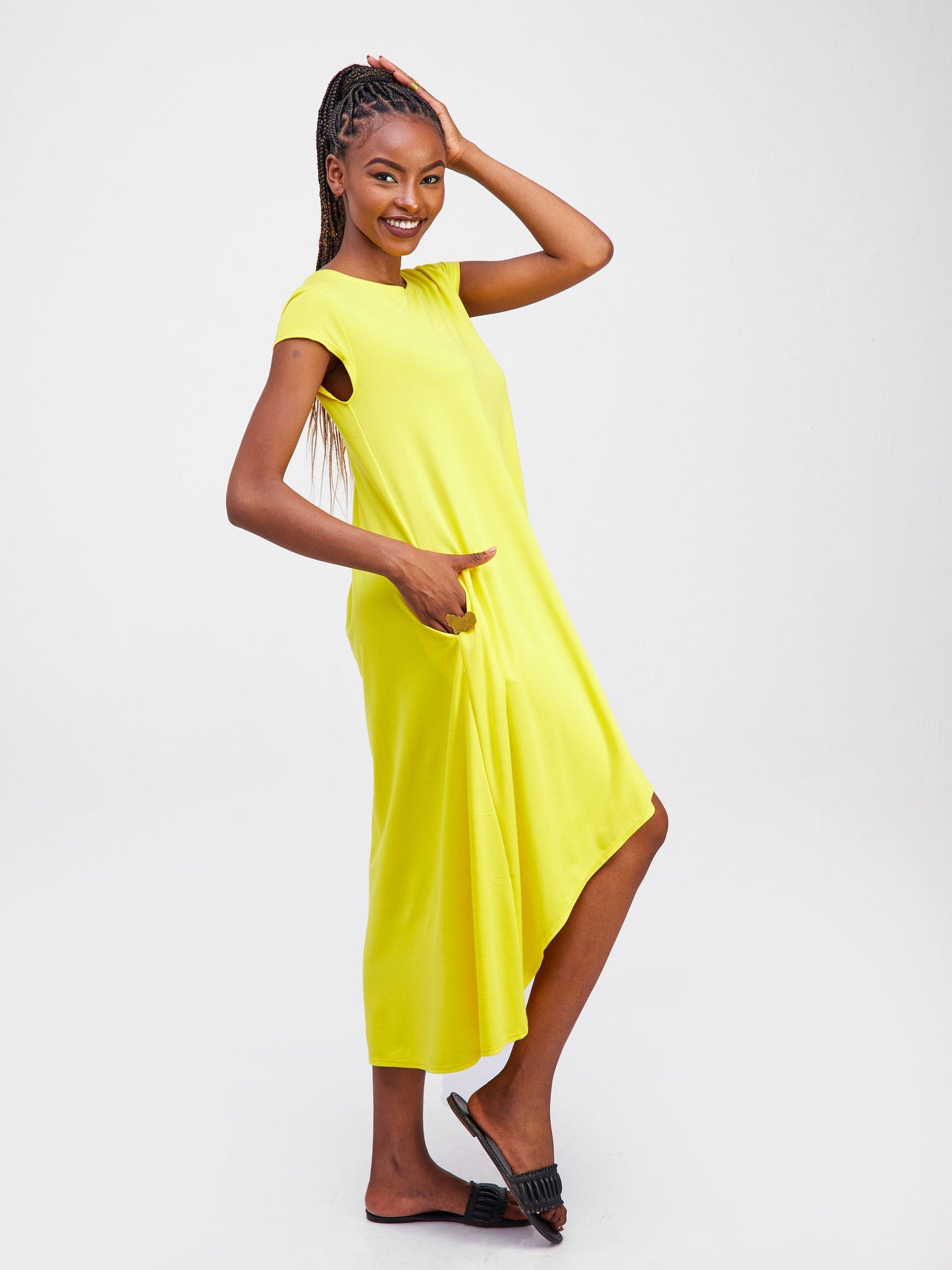 Vivo Basic Sleeveless Kena Tent Dress - Yellow