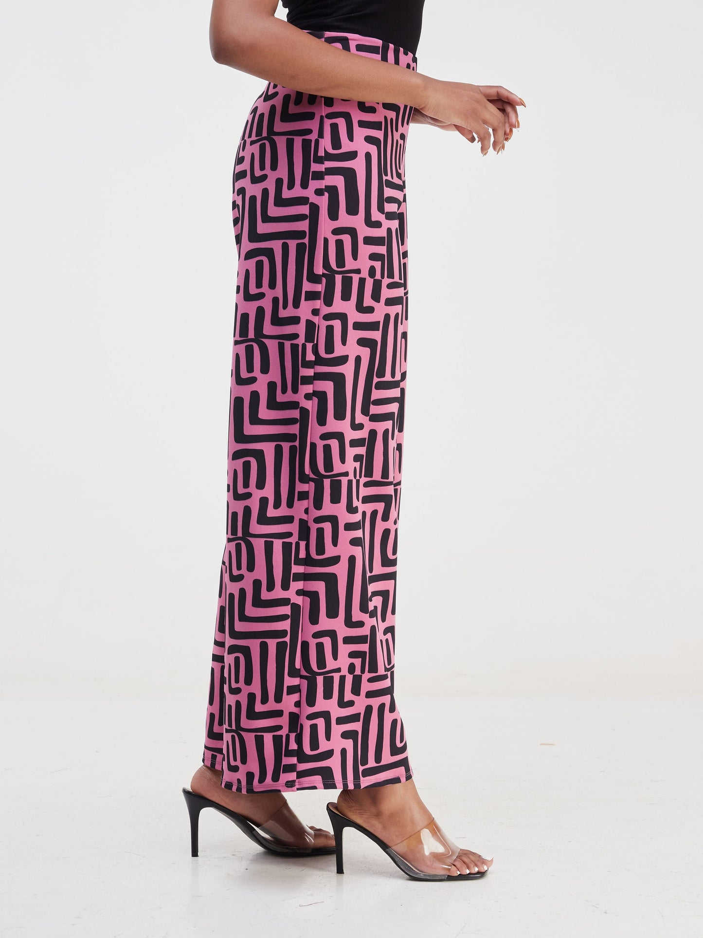Vivo Imara Wide Leg Pants - Deep Purple / Black Maze Abstract Print
