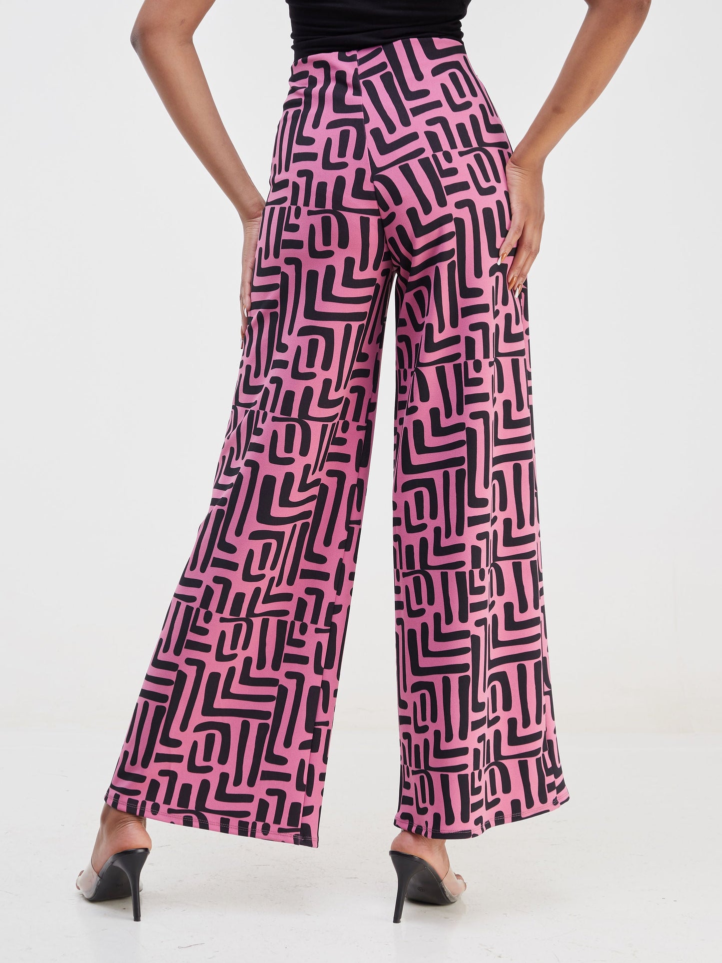 Vivo Imara Wide Leg Pants - Deep Purple / Black Maze Abstract Print