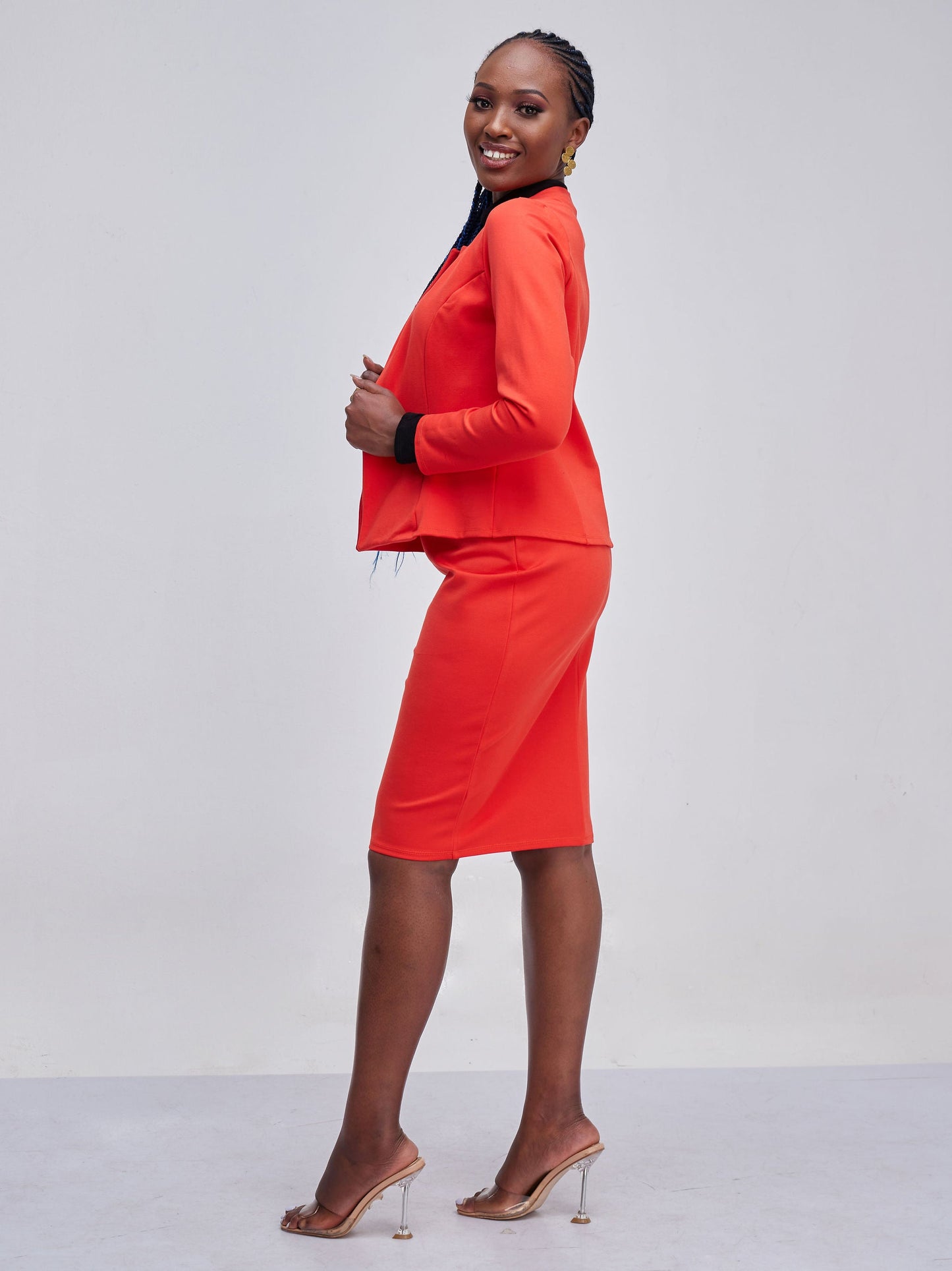 Vivo Zena Long Sleeve Built Up Neck Jacket - Orange