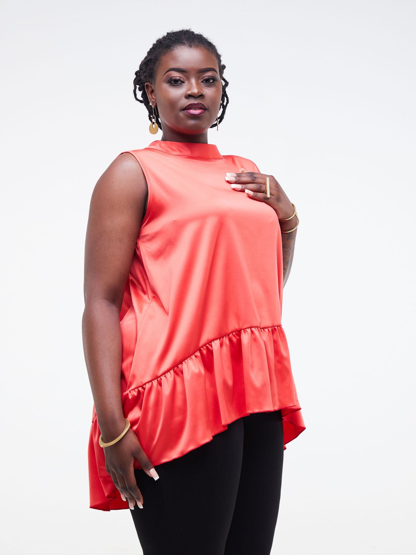 Vivo Fara Sleeveless Halter Neck Top - Orange