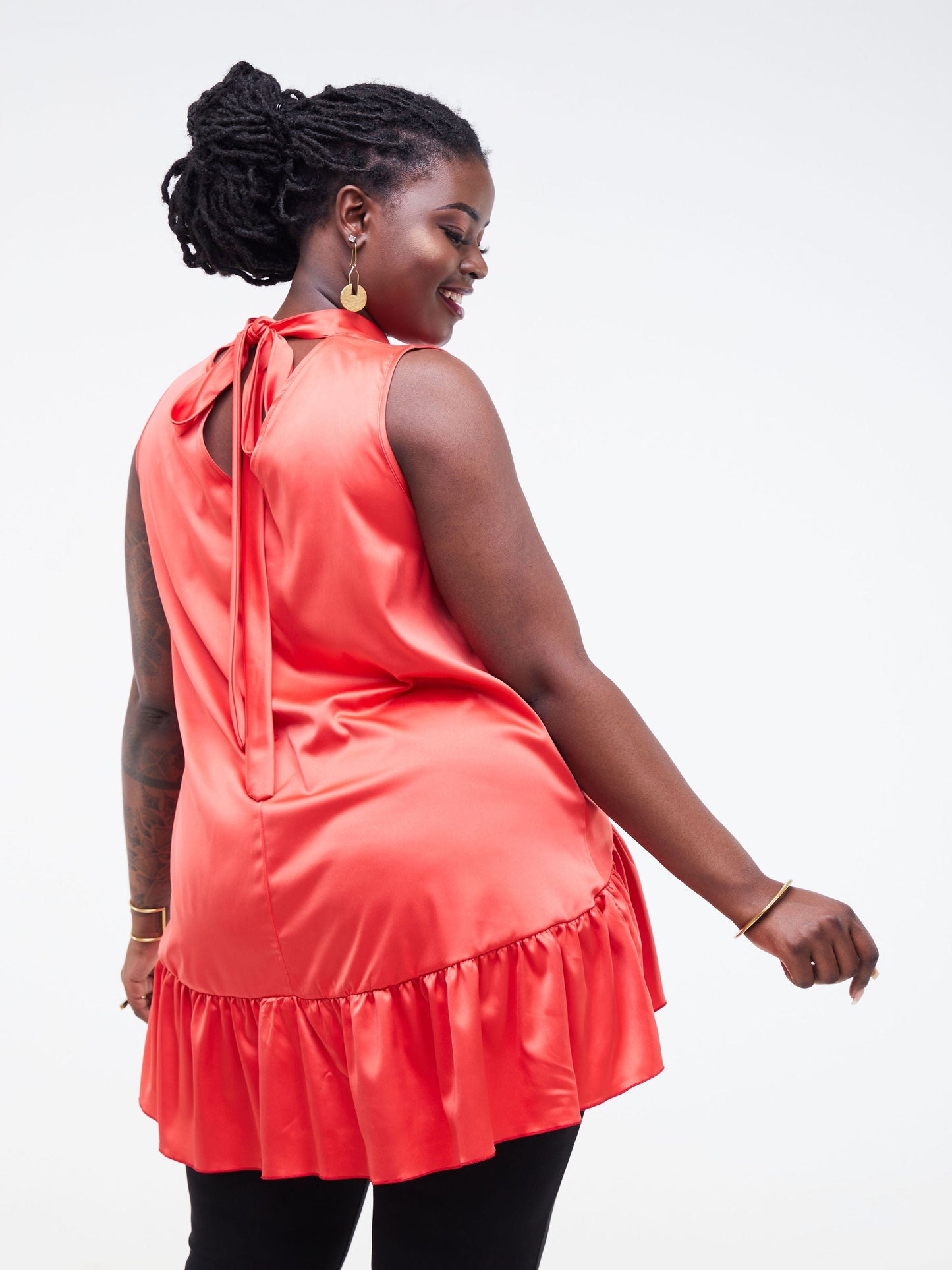 Vivo Fara Sleeveless Halter Neck Top - Orange