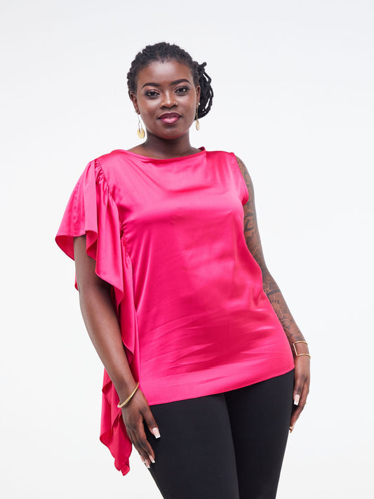 Vivo Fara Side Flounce Top - Pink
