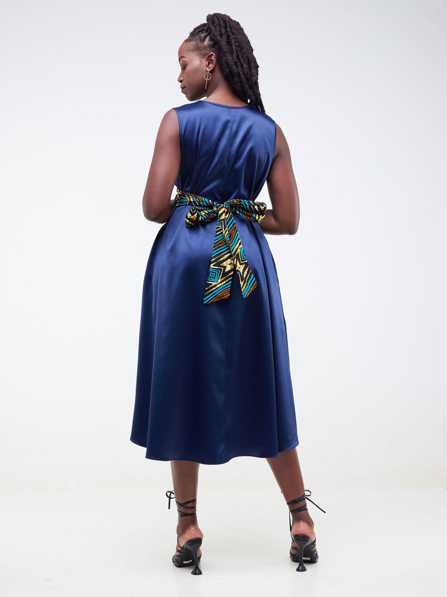 Vivo Fara Sleeveless High Low Dress - Navy Blue