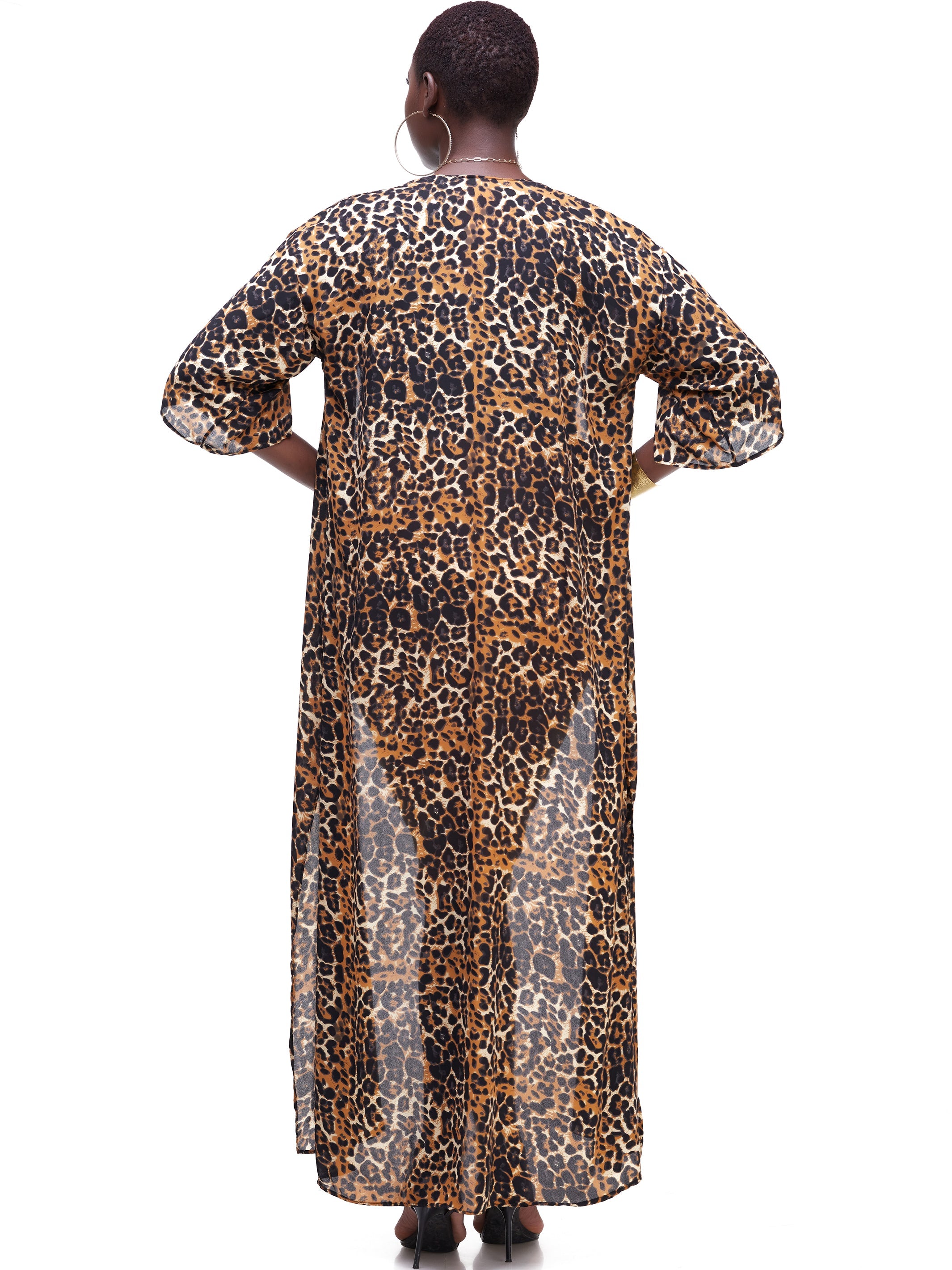 Vivo Basic Nandi A-Line Kimono - Mustard Cheetah Print