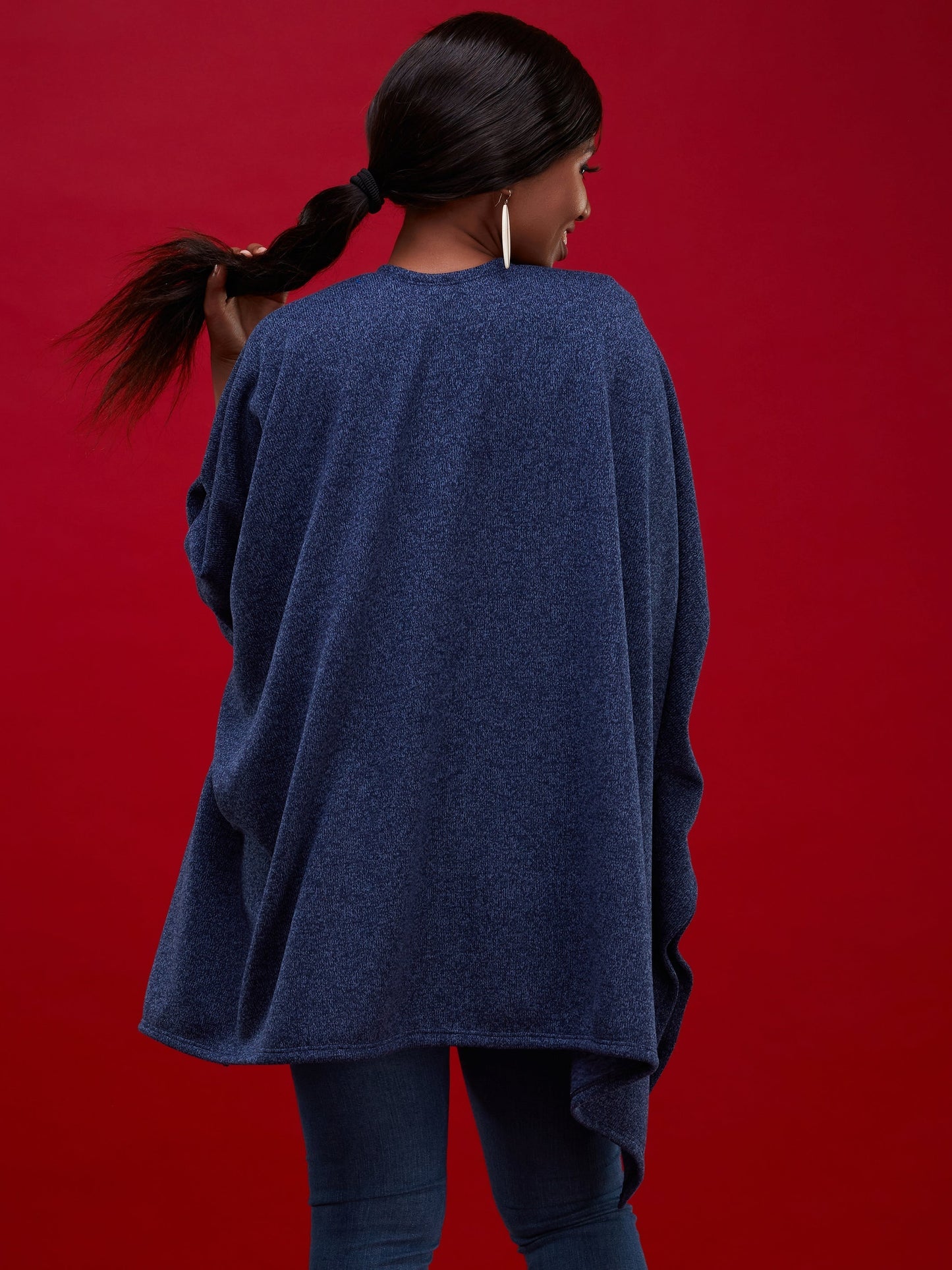 Vivo Issa Shawl Sweater - Navy Blue