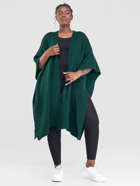 Vivo Basic Double Layered Wrap Poncho (Without Fringe) - Dark Green