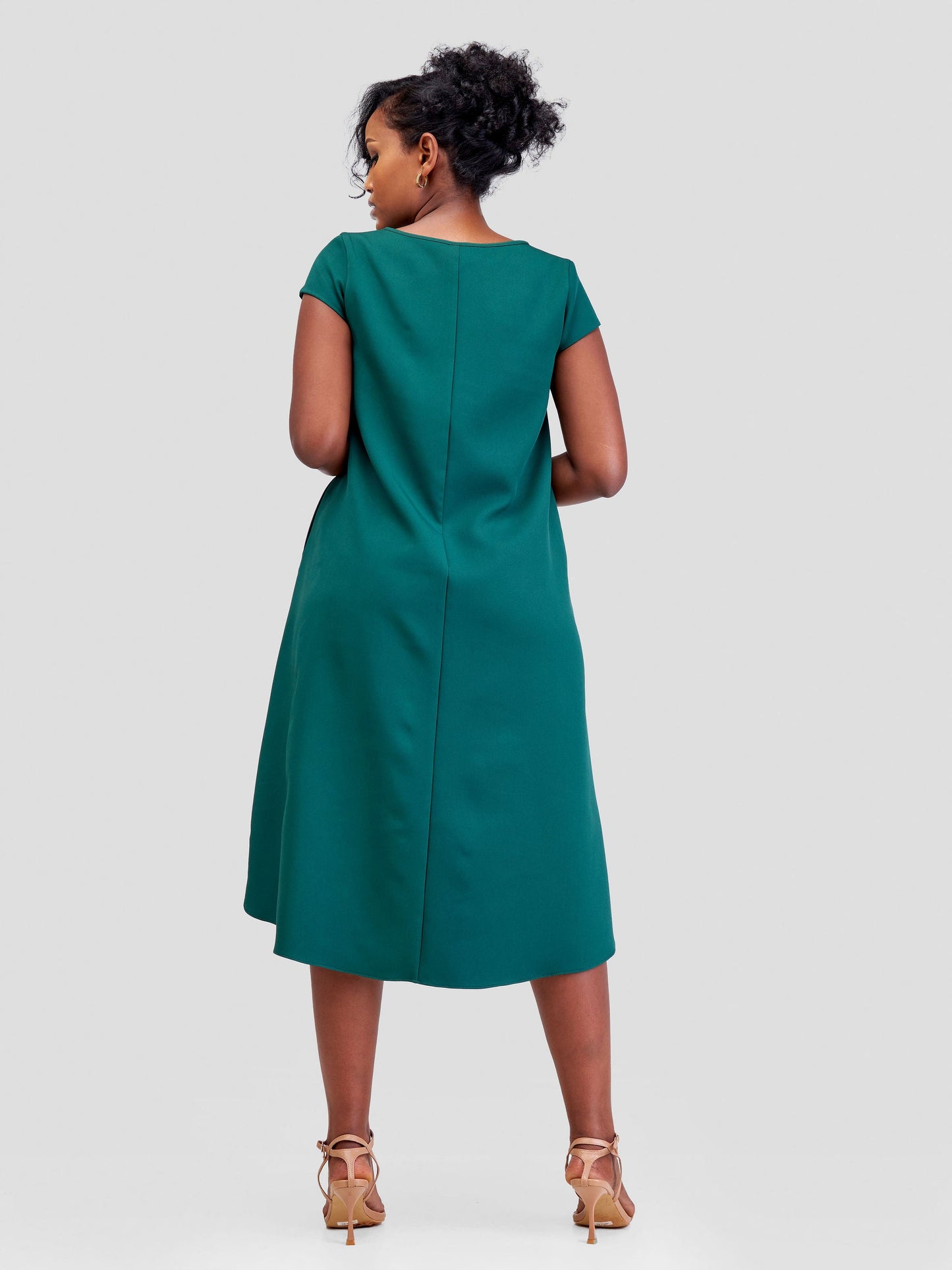 Vivo Pendo Cap Sleeve High Low Tent Dress - Dark Green