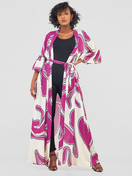 Vivo Sanyu Maxi Kimono - Purple / Cream Zazi Print