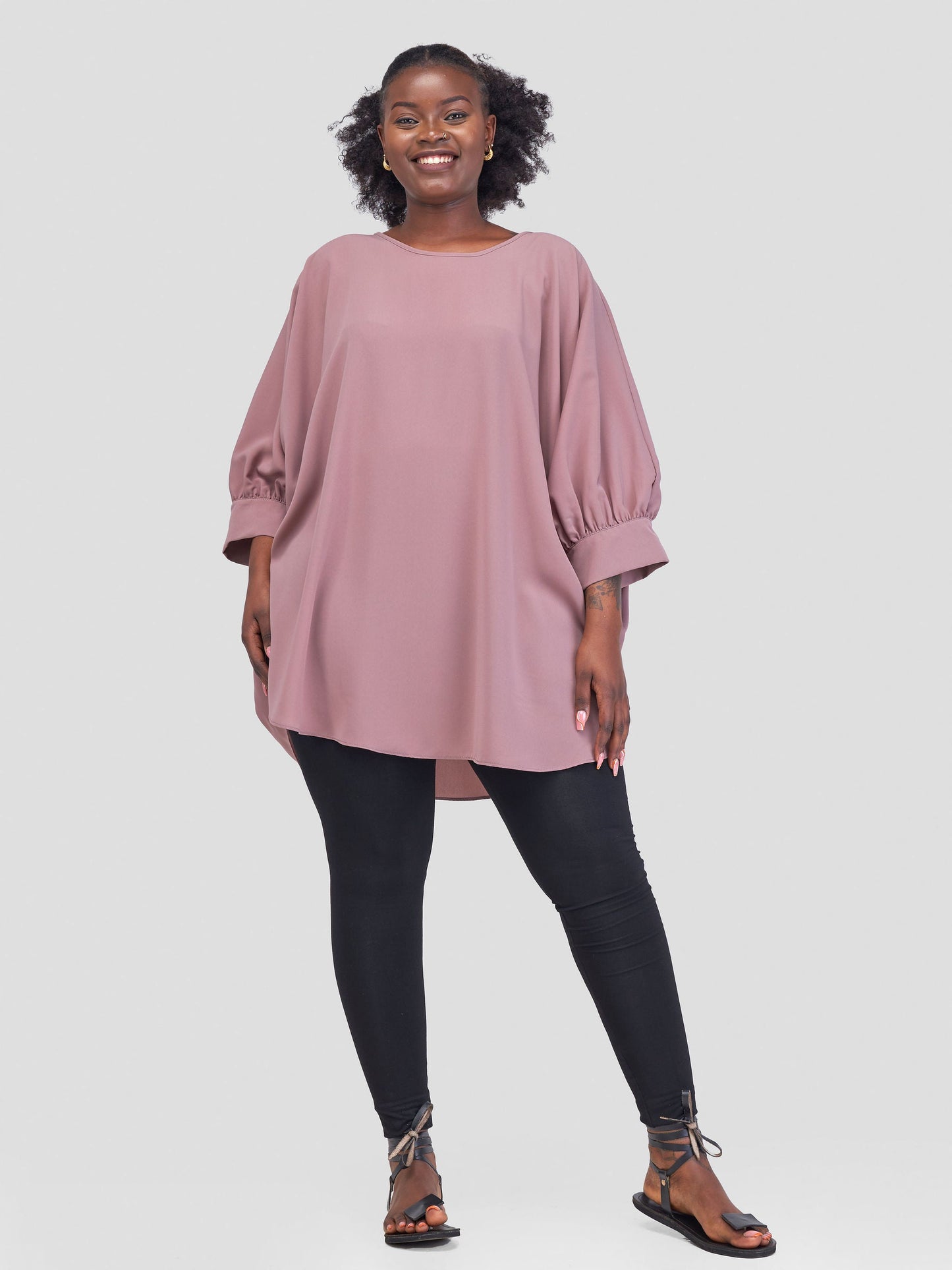 Vivo Mistari Gathered Sleeve Top - Peach