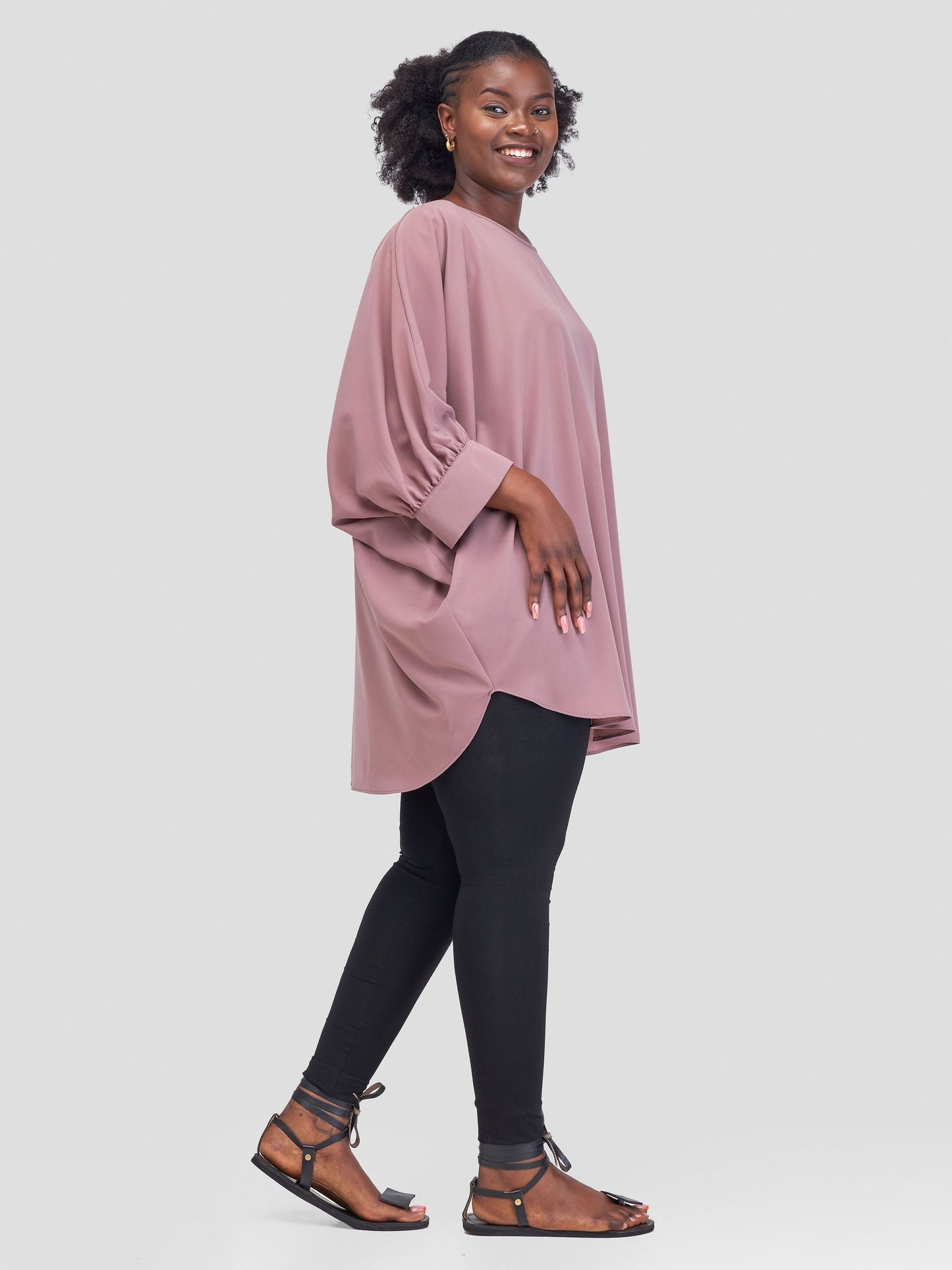 Vivo Mistari Gathered Sleeve Top - Peach