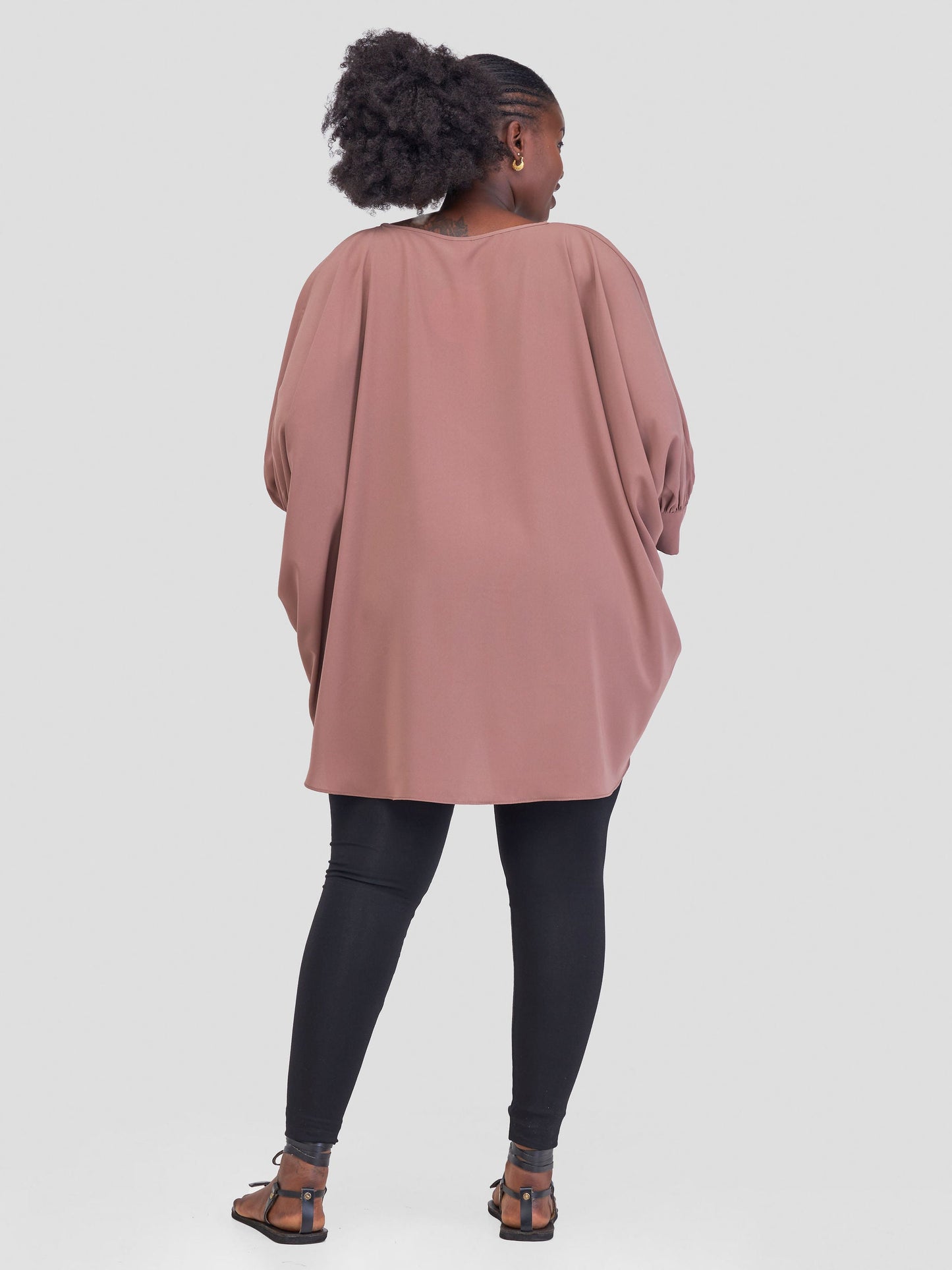 Vivo Mistari Gathered Sleeve Top - Taupe P
