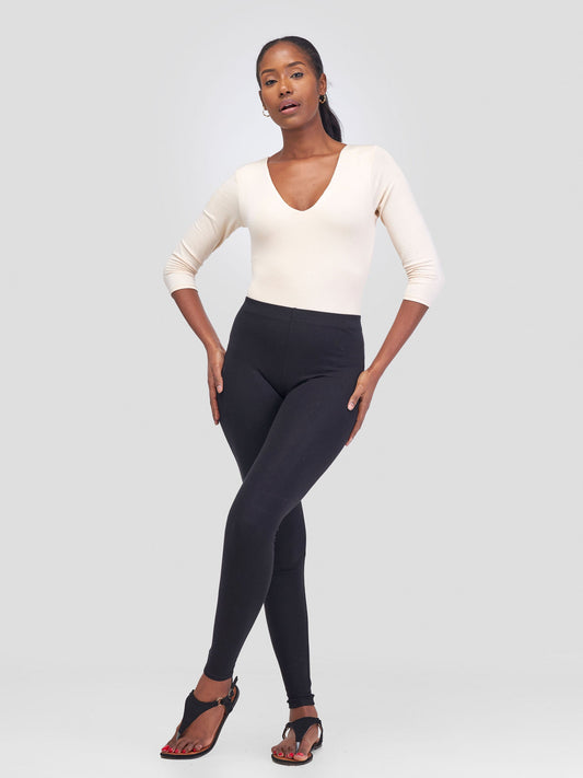 Vivo Basic 3/4 Sleeved Double Layered Bodysuit - Buttermilk