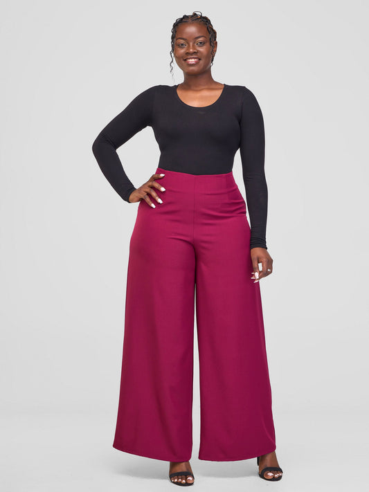 Vivo Ajani Wide Leg Pants - Burgundy