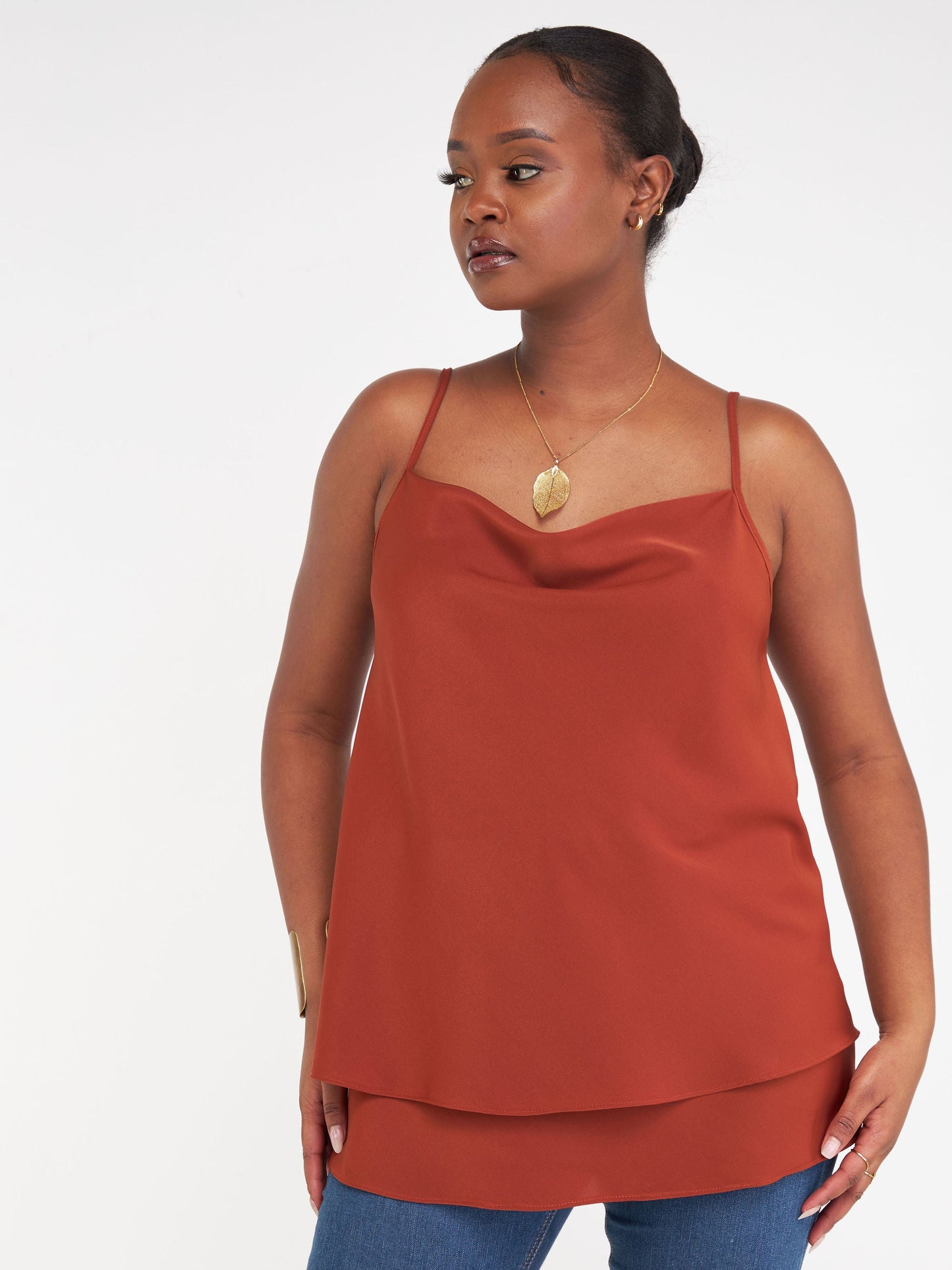 Vivo Luna Layered Cowl Top - Rust