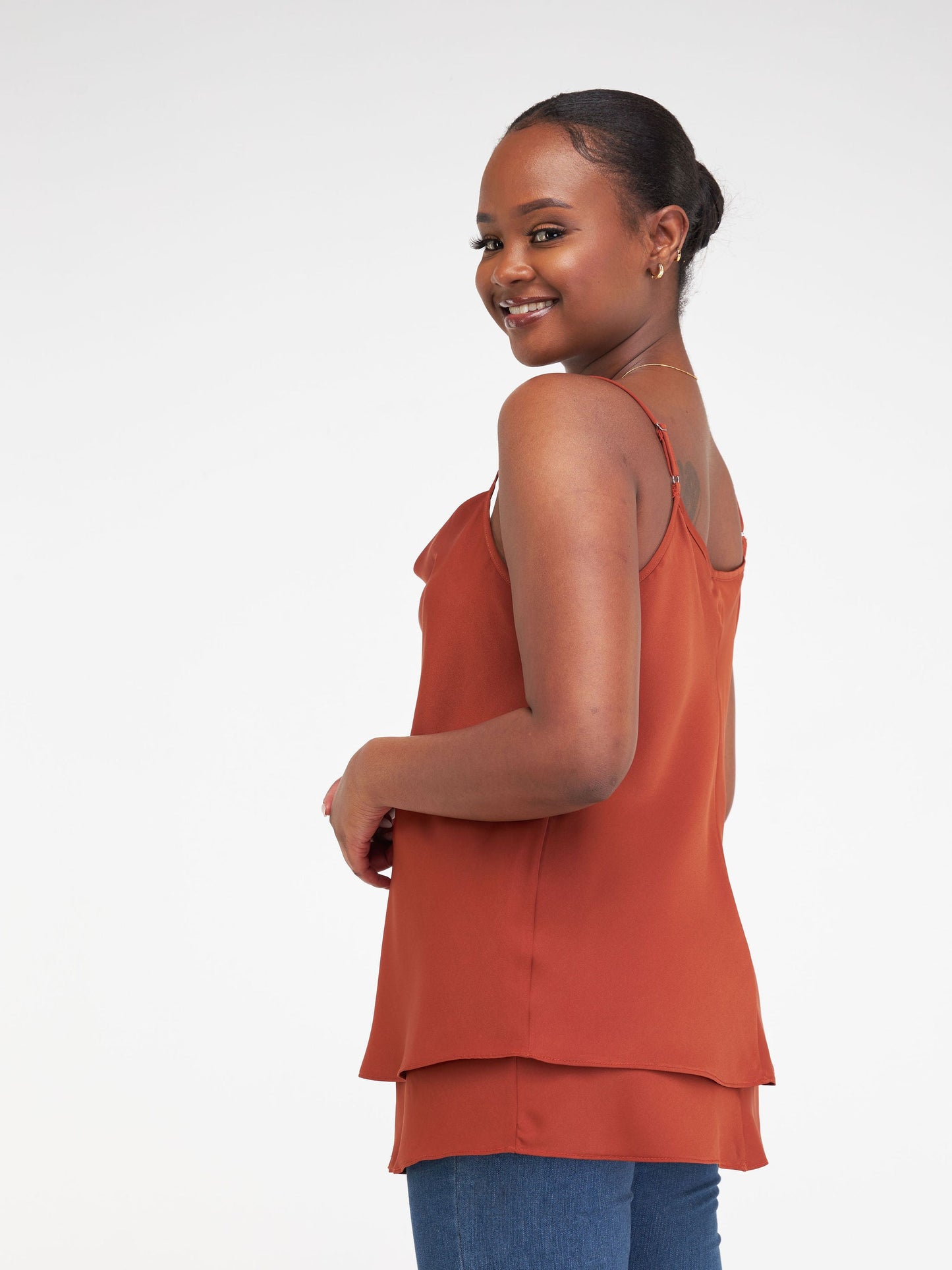 Vivo Luna Layered Cowl Top - Rust