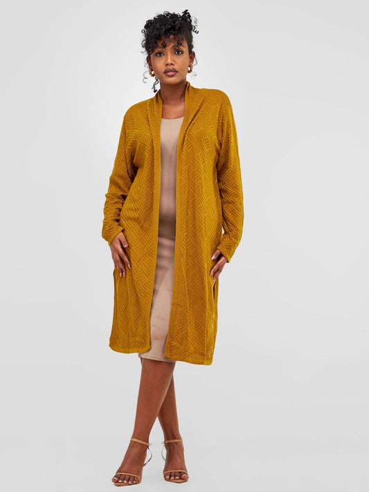 Vivo Side Slit Midi Waterfall - Dark Mustard