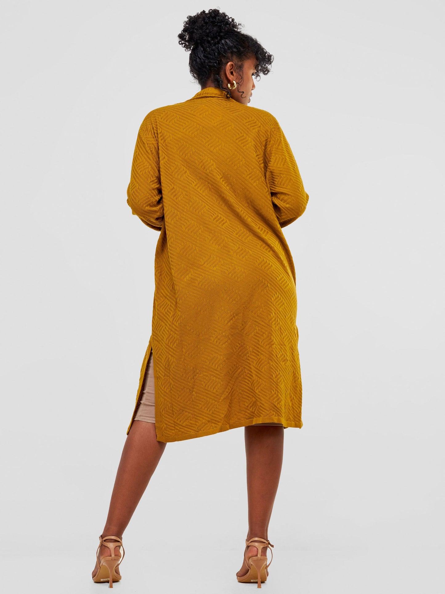 Vivo Side Slit Midi Waterfall - Dark Mustard