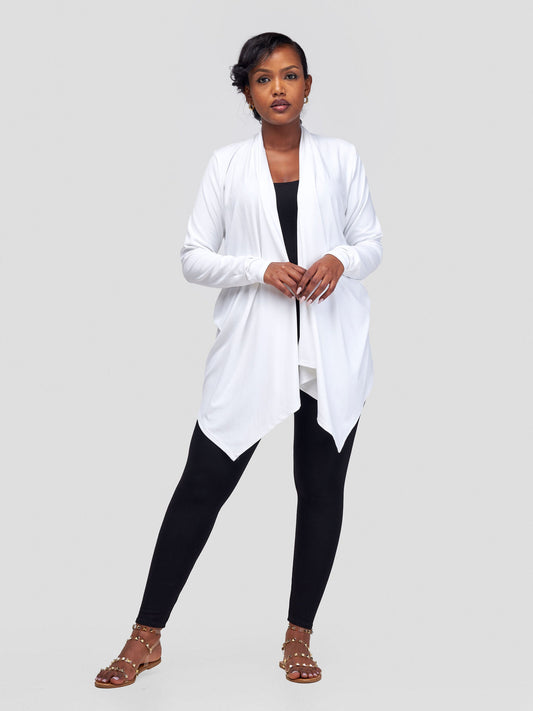 Vivo Basic Leila Long Sleeve Asymmetrical Waterfall - White