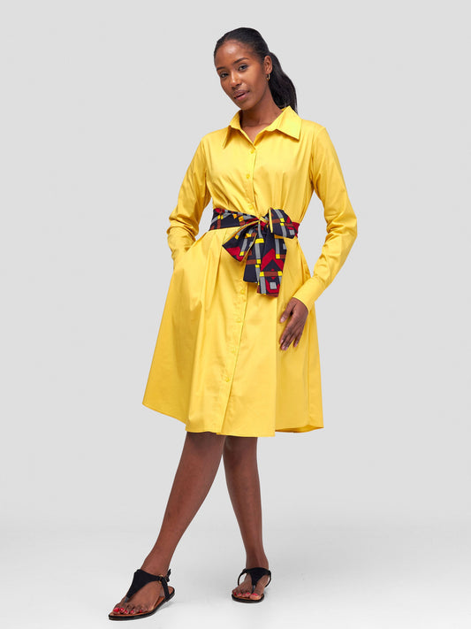 Safari Basic Shirt Tent Dress - Mustard