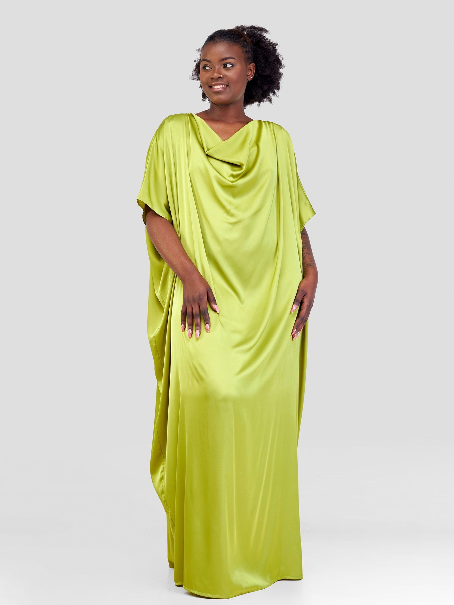 Vivo Sarabi Cowl Maxi Kaftan - Lime Green